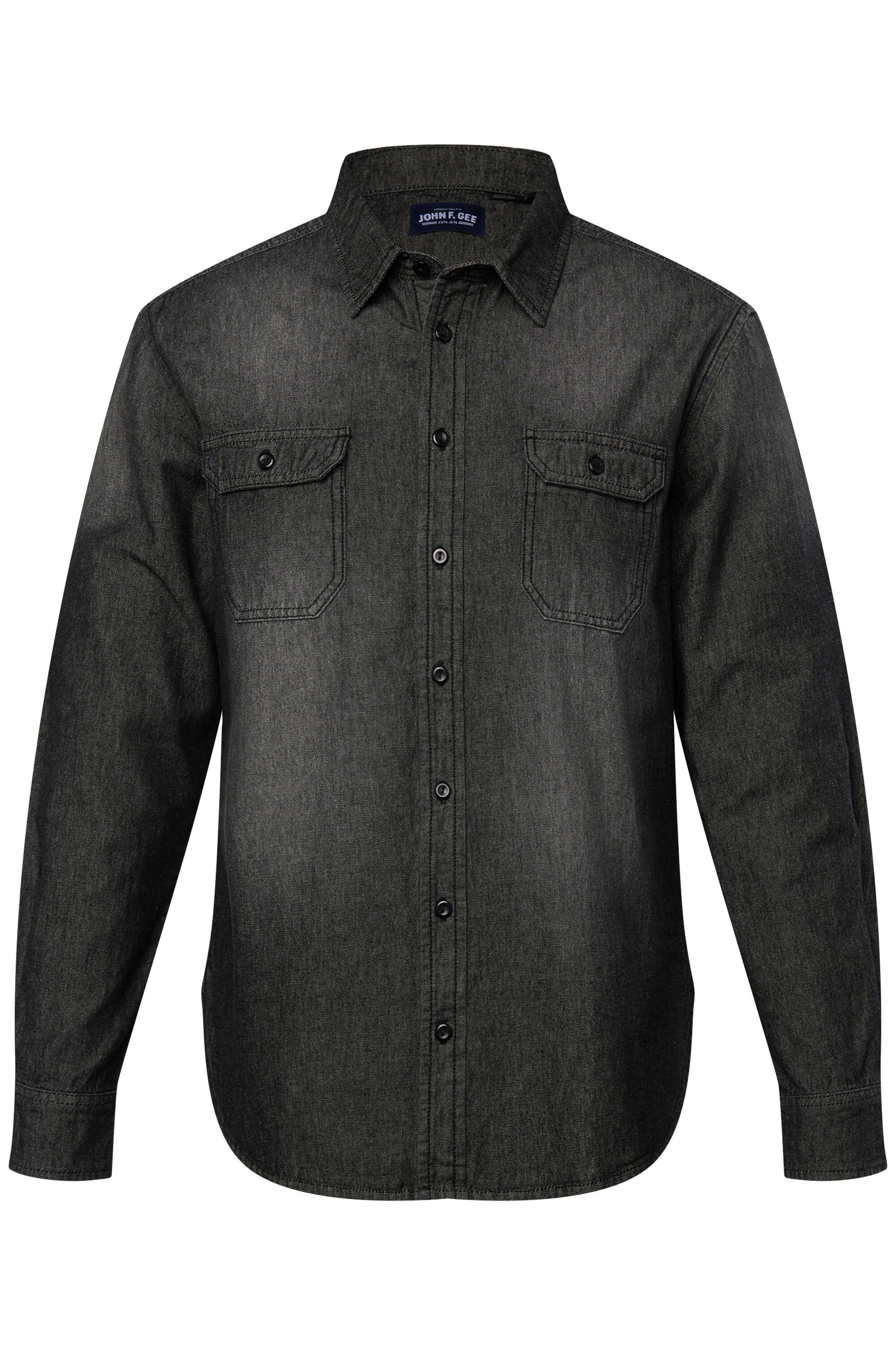 John F. Gee Kurzarmhemd Jeanshemd Langarm Kentkragen Modern Fit günstig online kaufen