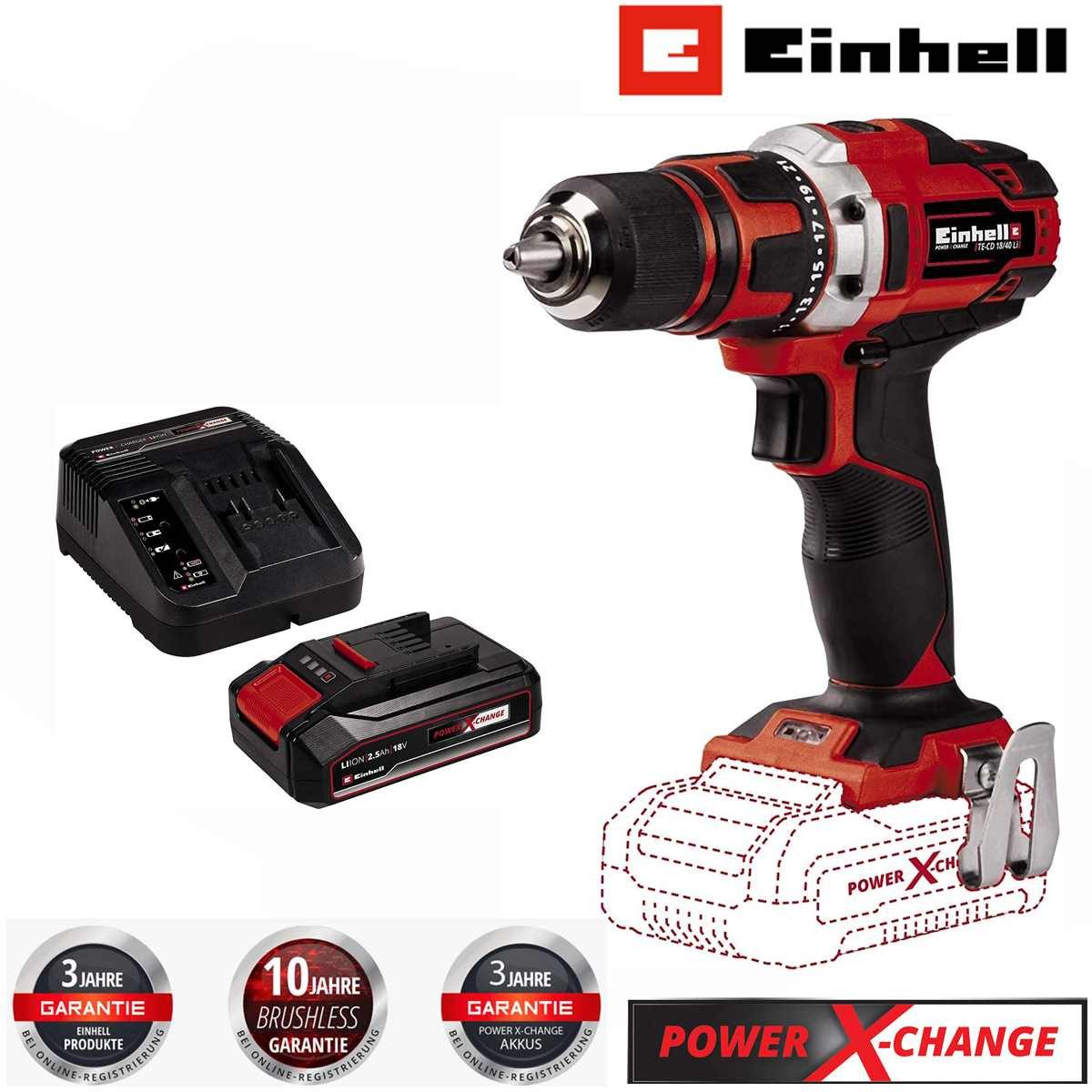 Einhell Akku-Bohrschrauber Bohrschrauber TE-CD 18/40 Li- 18 V, 40 Nm mit Ak günstig online kaufen