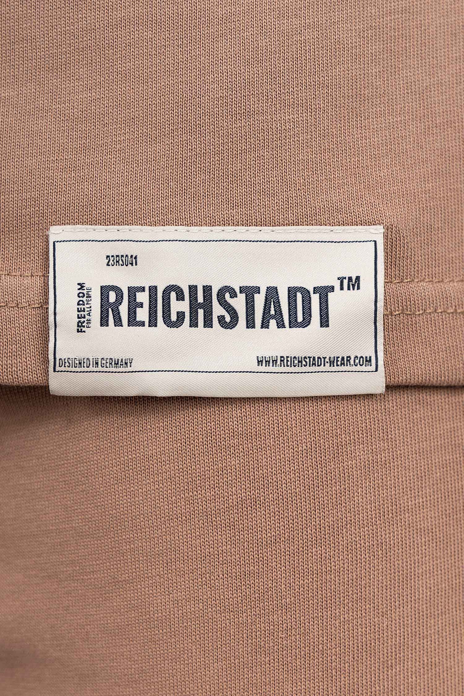 Kurzarm Oversize-Shirt 23RS041 Reichstadt Kragen T-shirt Casual am mit (1-tlg) Stitching Braun