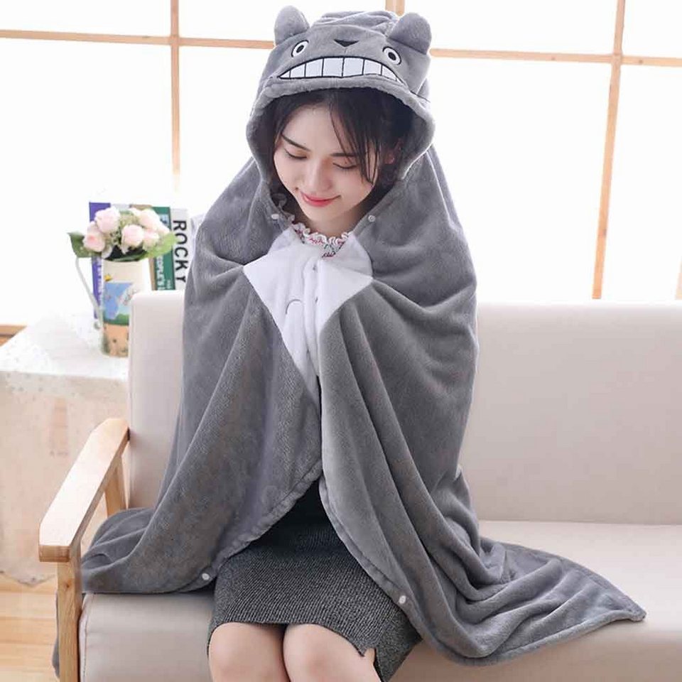 Umhang mit Fleece -Umhang Totoro für für GalaxyCat Kapuze Totoro, Fans Fleece Kuscheliger Poncho Umhang