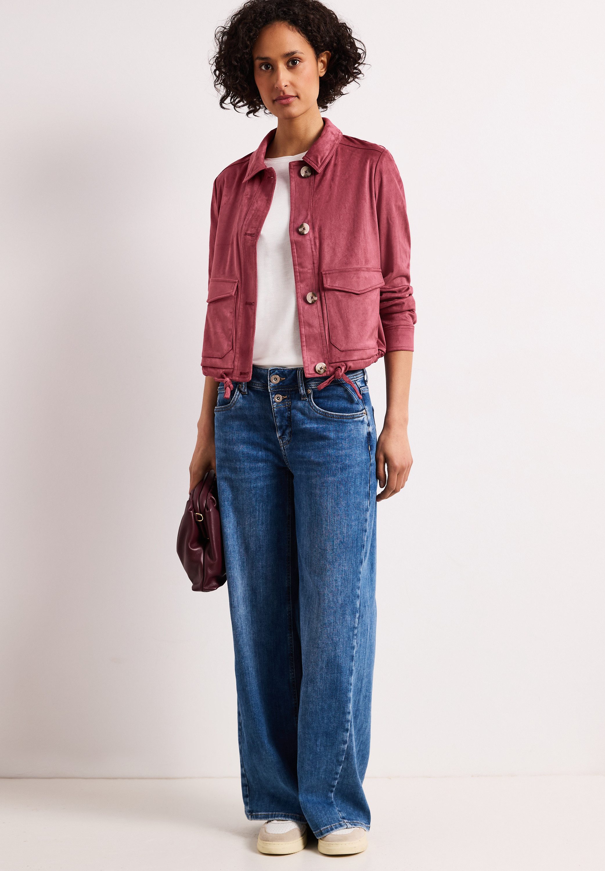 STREET ONE Kurzjacke in Velours-Optik