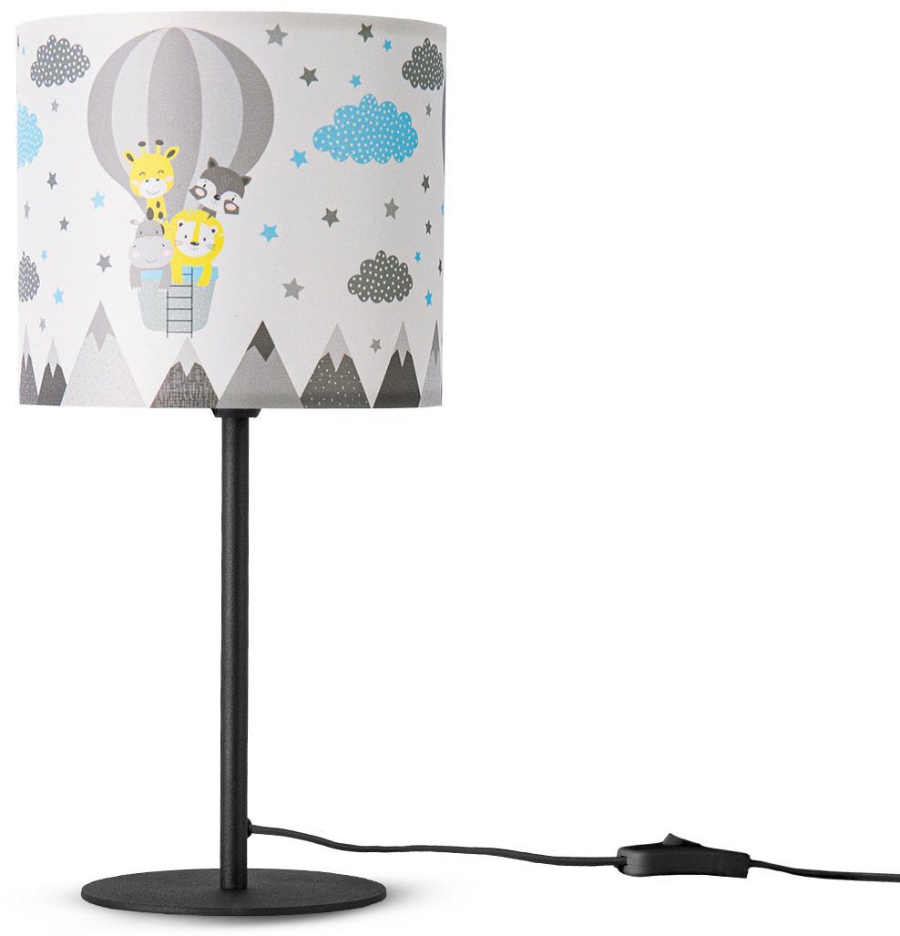 Paco Home Tischleuchte Cosmo 343, ohne Leuchtmittel, Lampe Kinderzimmer Ø…18cm Heißluftballon Wolken Tiere Höhe 36,5cm E14