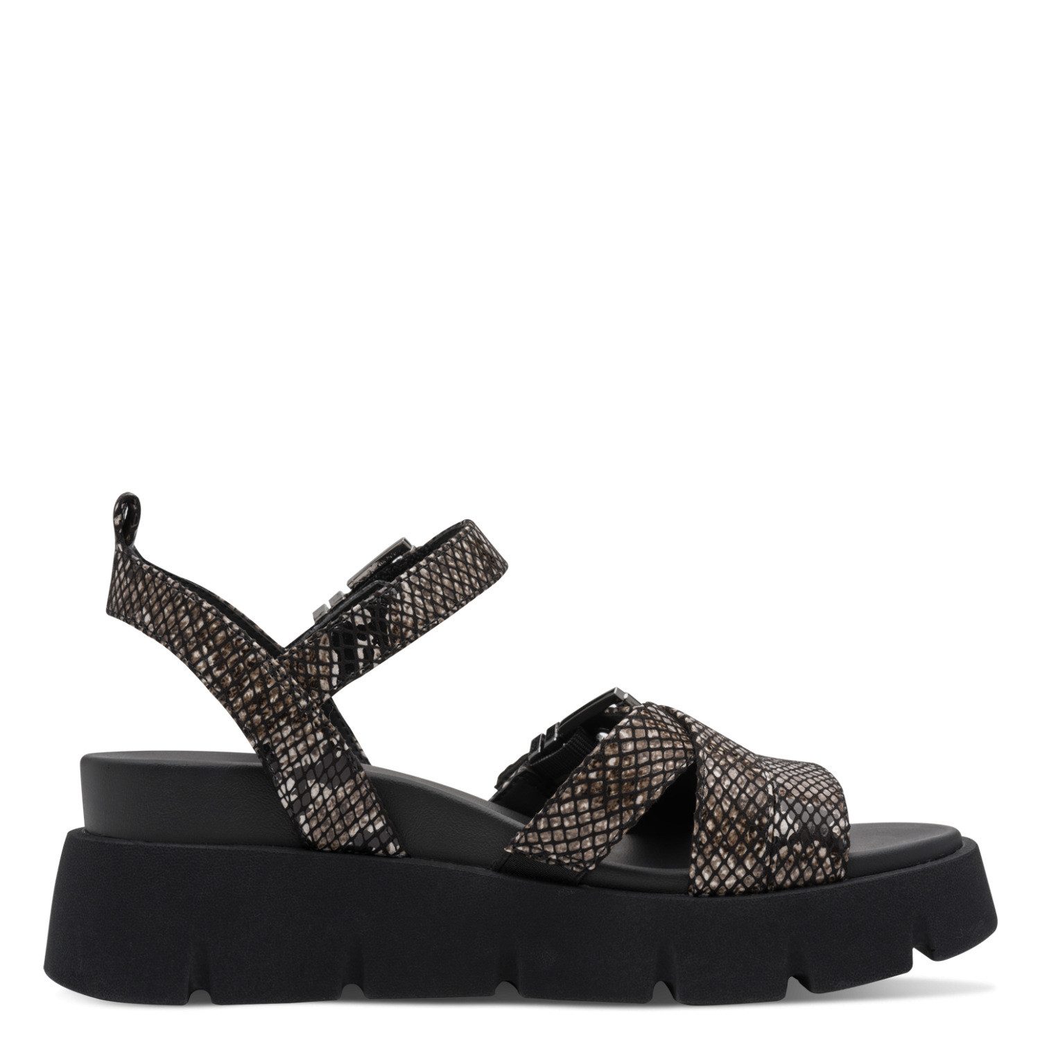 Tamaris Keilsandalette Sommerschuh, Riemchensandale im angesagten Snake-Look