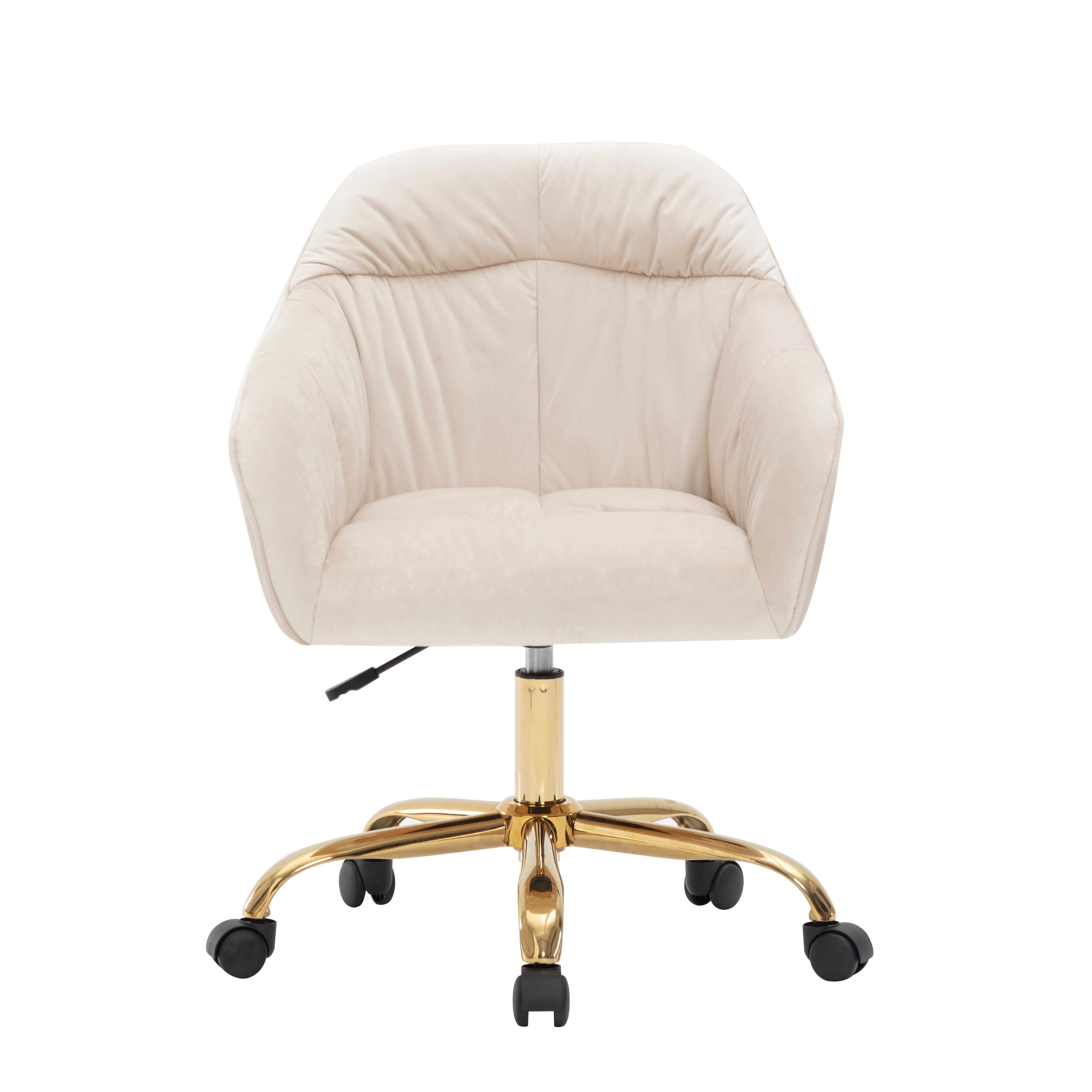 Celya Rollen 360° Goldfarben und Armlehne drehbar Mit Beige | und mit Rückenlehne Armlehne,Home-Office, Drehstuhl (1 St),Drehhocker