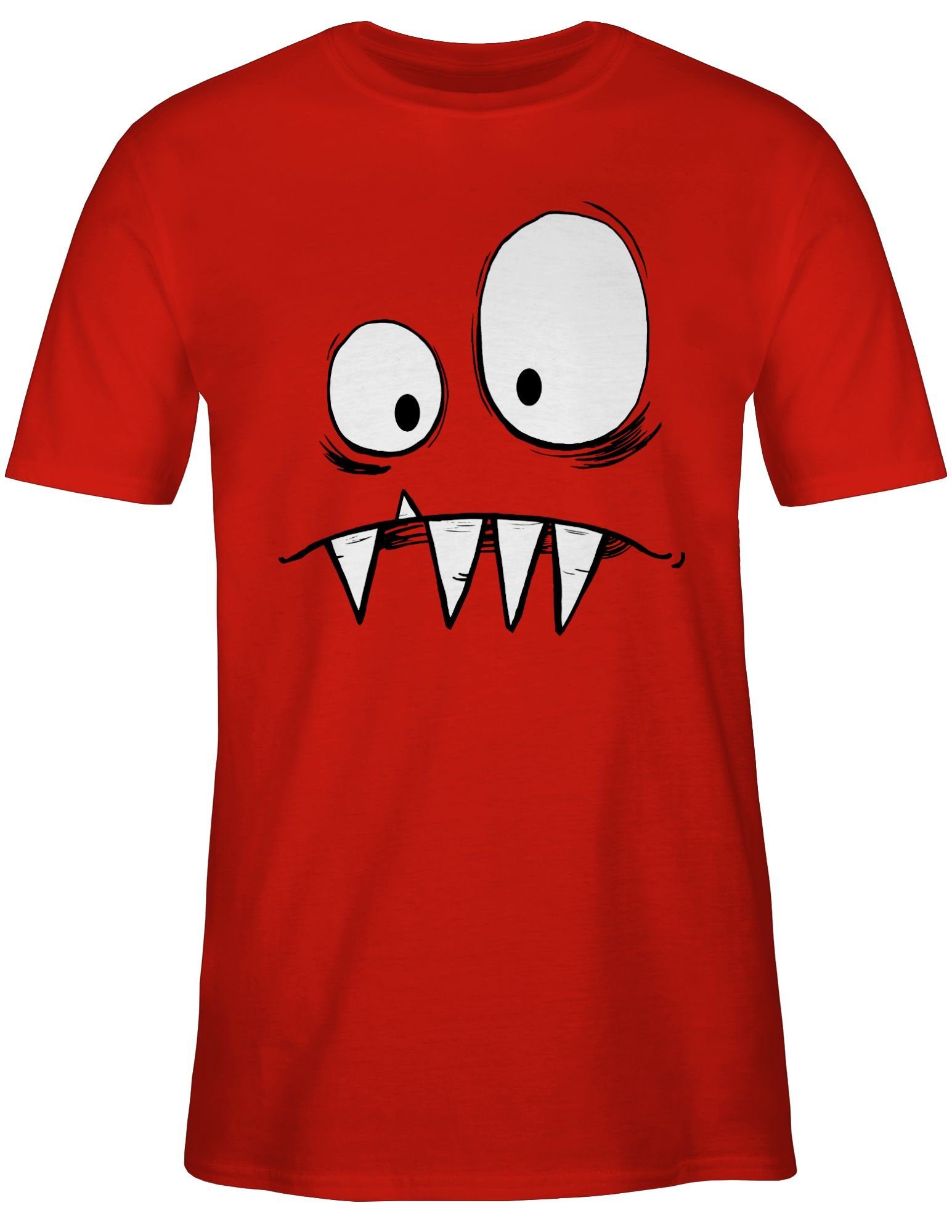 03 & Fasching Zähne gruselige T-Shirt Shirtracer Freches Augen Monster große Rot Karneval