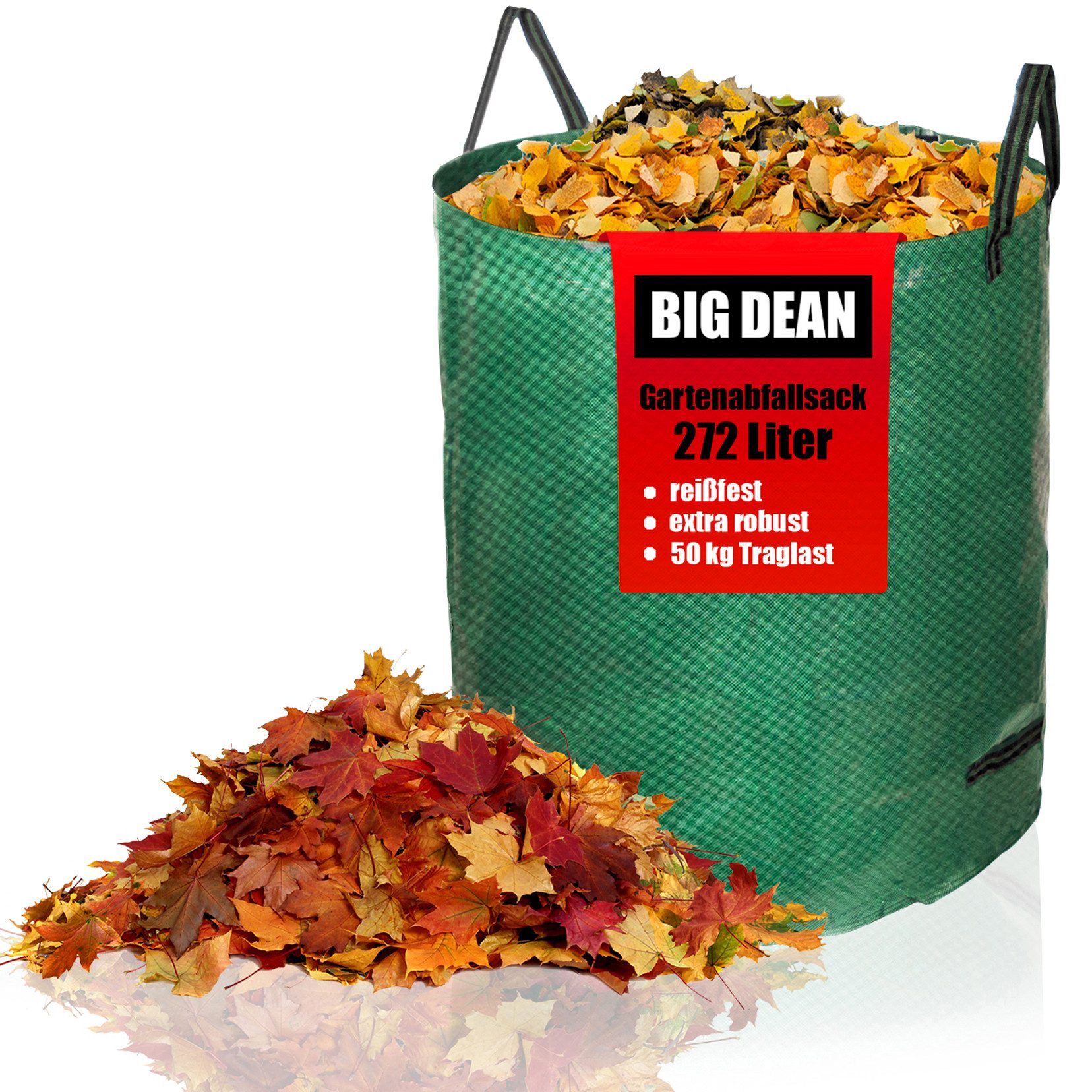 BigDean Gartensack Laubsack 272L Stabil, Faltbar mit extra robustem 150g/m² Gewebe, für Effiziente Gartenarbeit, 272 l, (Packung, 1-tlg., Gartenabfallsack), Polypropylen-Gewebe, reißfest, Wetterbeständig, Langlebig