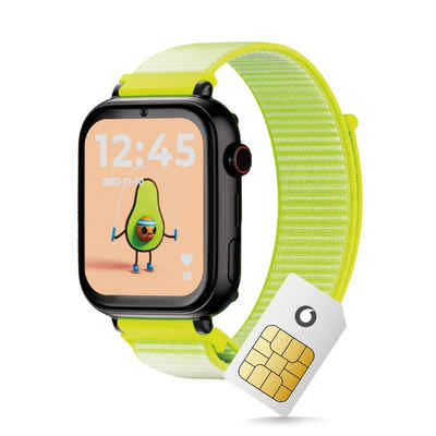 SaveFamily SaveWatch+ (inklusive Vodafone SIM-Karte) Smartwatch (4,7 cm/1,85 Zoll, Android 8.1), inkl. magnetisches Ladekabel, Kinder-Smartwatch, Kids Watch, wechselbares Armband, Face ID