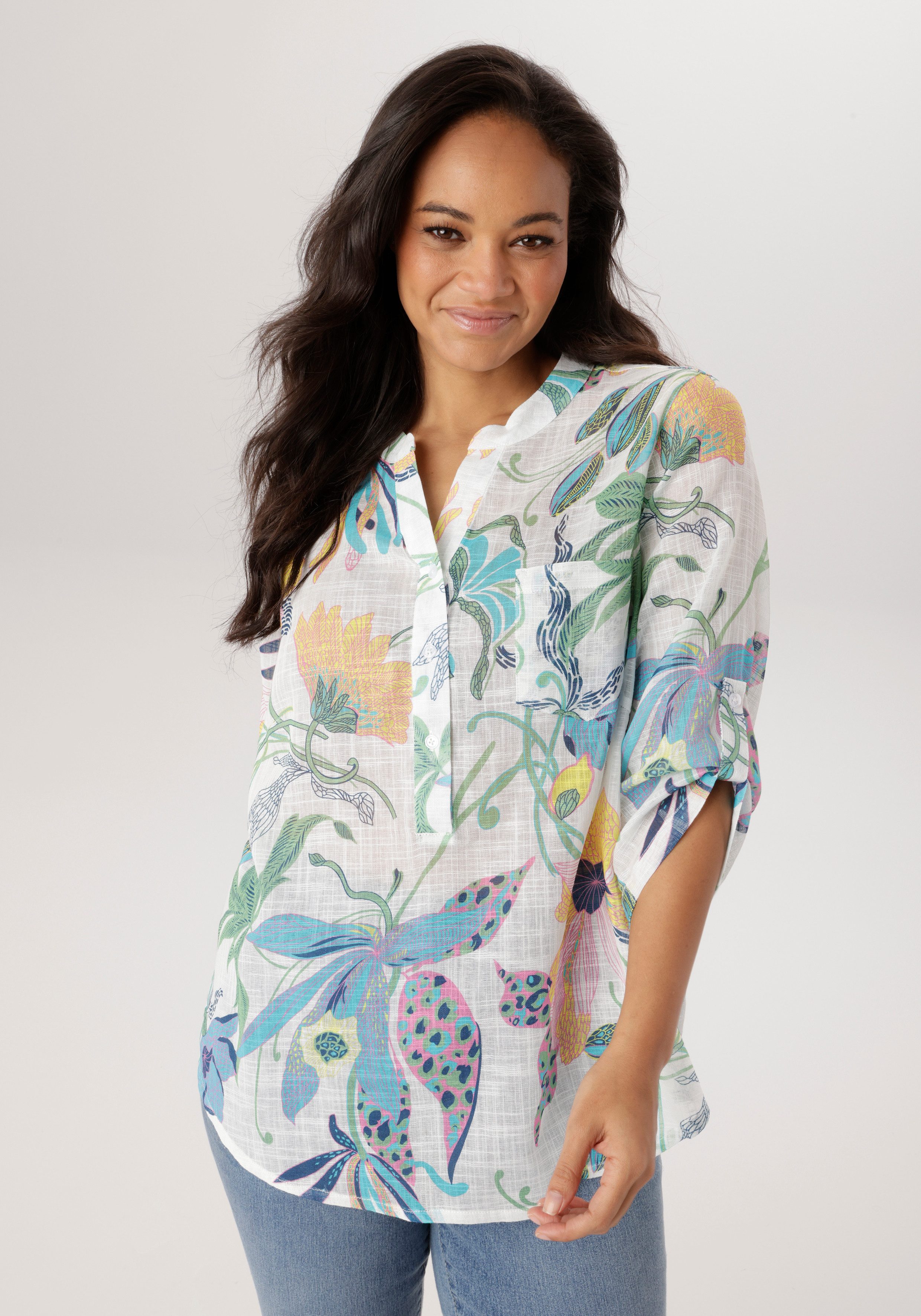 Aniston PLUS Schlupfbluse im Leinen-Look - NEUE KOLLEKTION günstig online kaufen