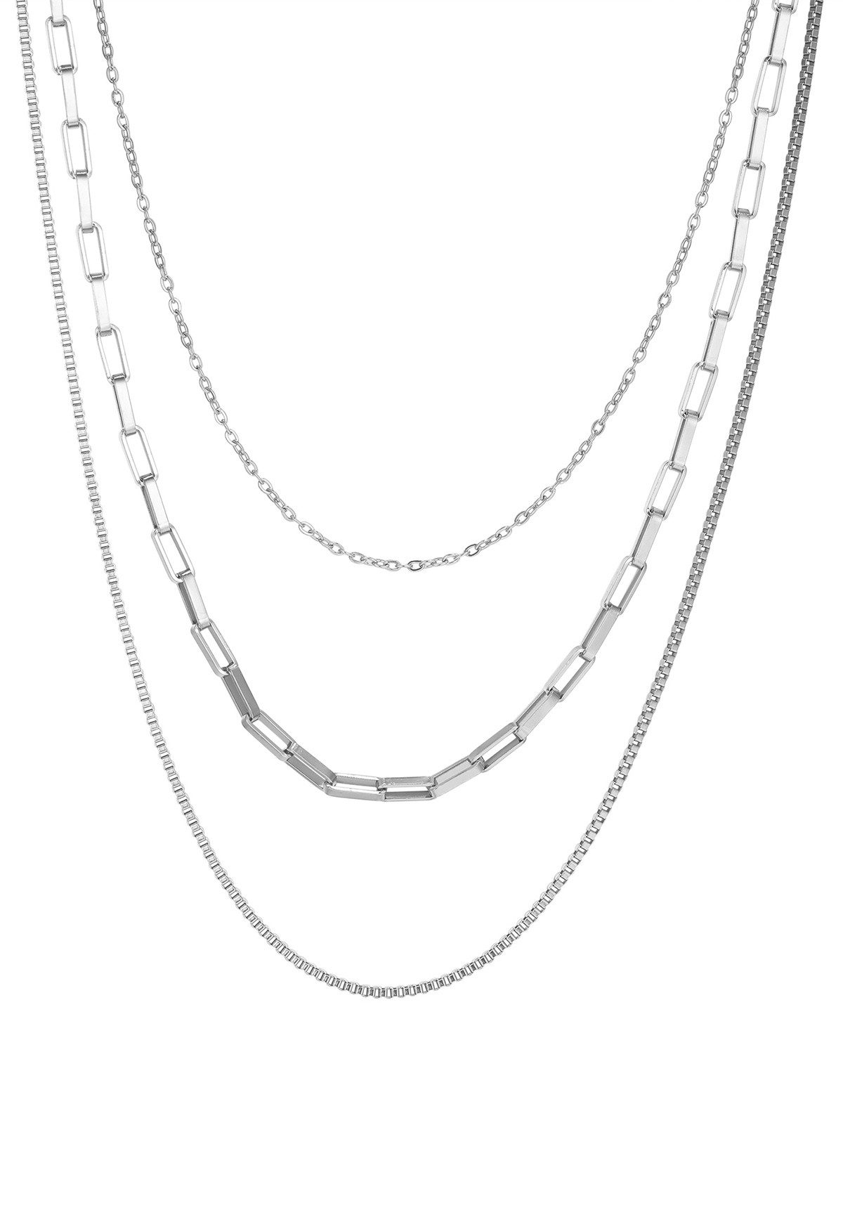 Statementkette Triple Chic Geo, Damen Layer Gliederkette