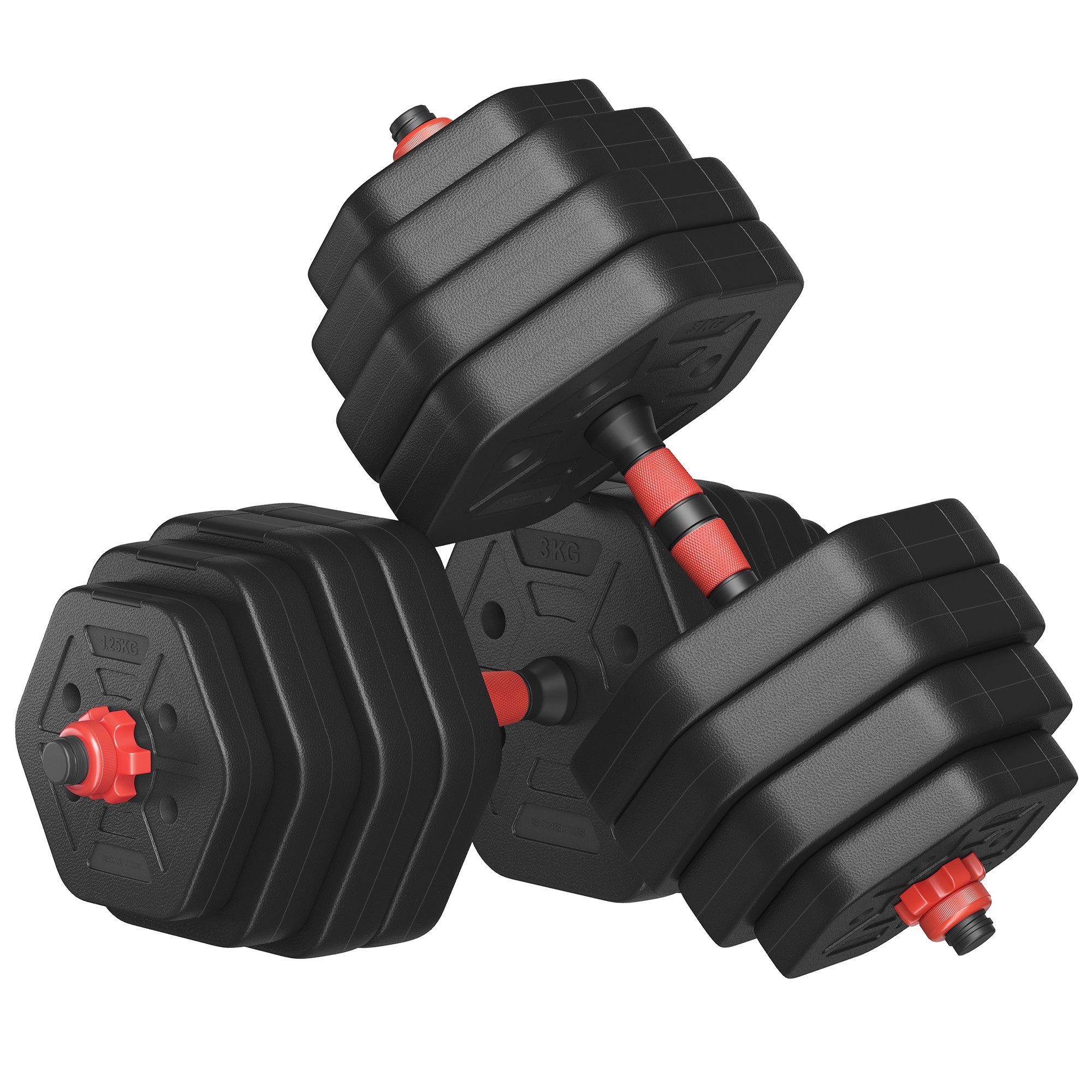 SONGMICS Hantel-Set Hanteln mit Verbindungsstange, Hexagon, Kurzhantelset, für Workout, Fitnesstraining, Gewichtheben für Zuhause, Fitnessstudio