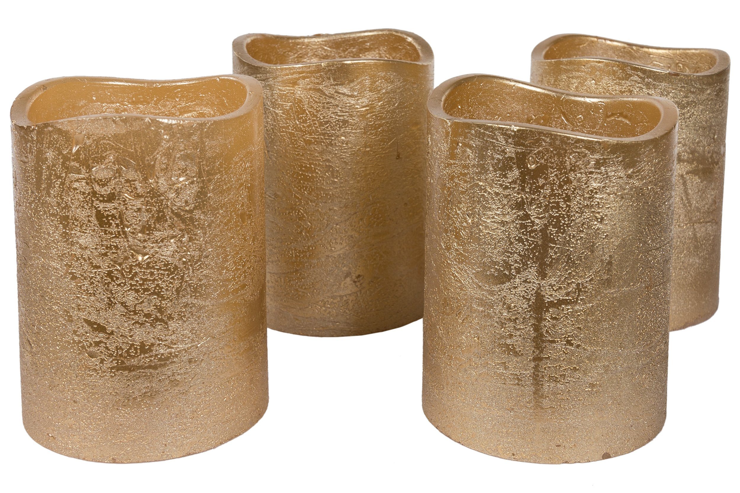 Wohnando LED-Kerze 4er-Set LED Kerzen Gold mit Timer: Elegante Beleuchtung in Gold