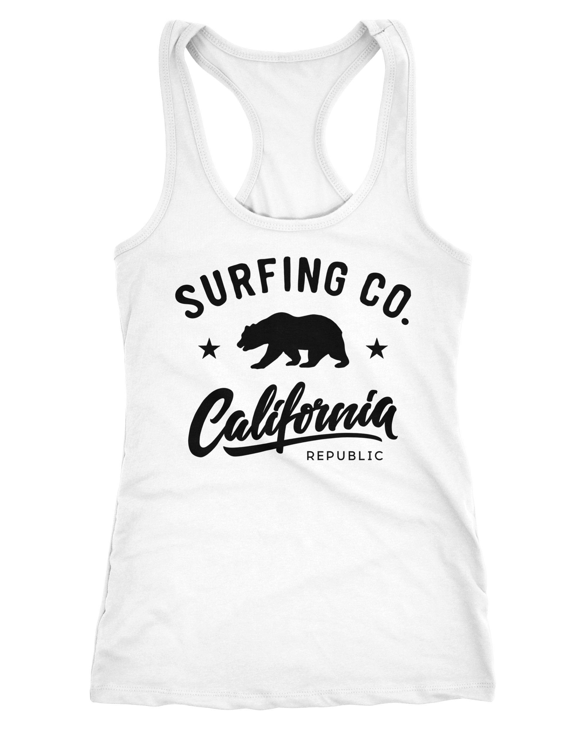 Tanktop Damen Tank-Top California Republic Bear Bär Sommer Surfing Racerback