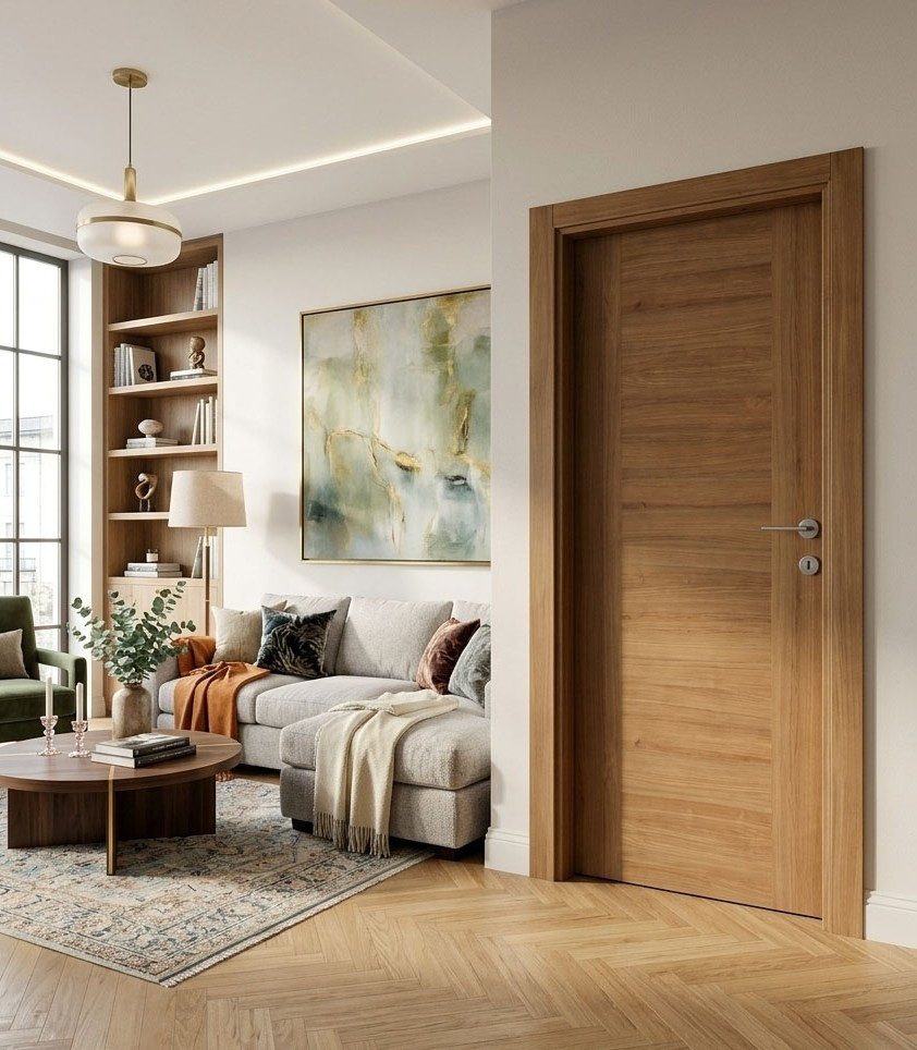 Xlmoebel Zimmertür Moderne braune MDF-Zimmertür im minimalistischen Design, Made in Europa