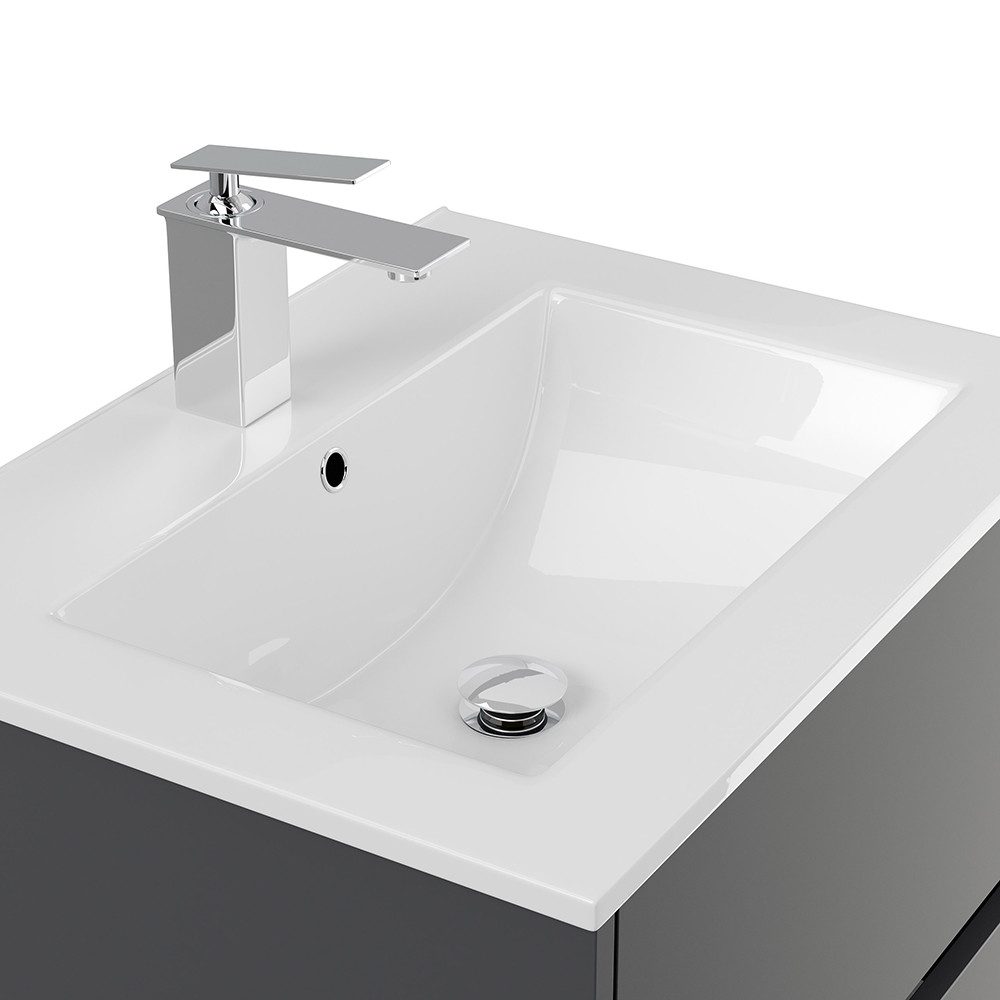Lomadox Waschtisch LIVIGNO-02, 60cm breit, Keramikwaschbecken, graphit matt