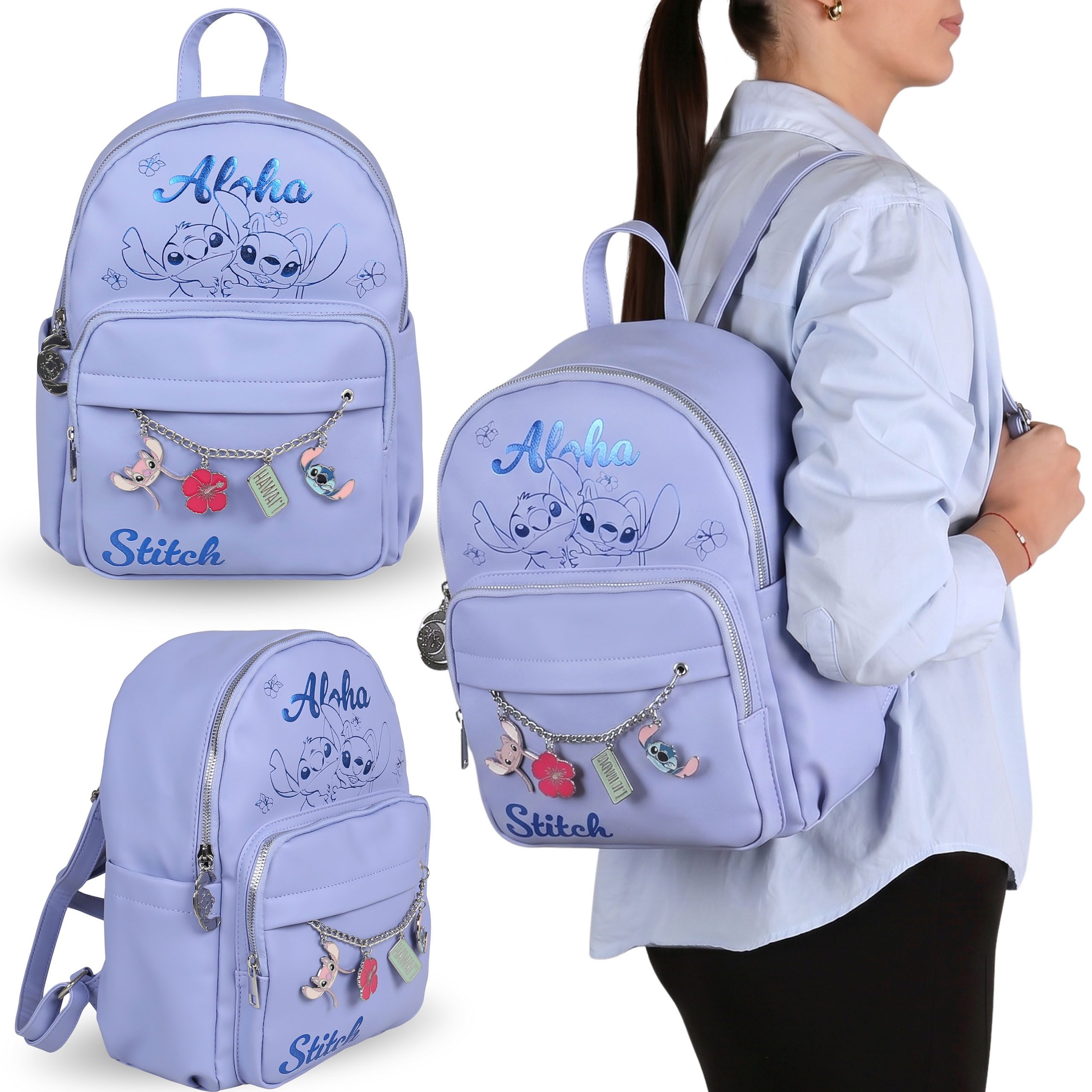 Cityrucksack DISNEY Stitch Kunstleder-Rucksack, 25 x 12 x 34 cm