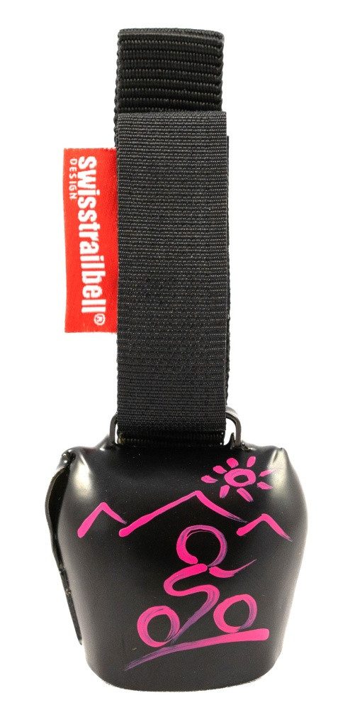 Fahrradklingel Deep Black mit pinkem Mountainbiker, Trailbell, Bear Bell