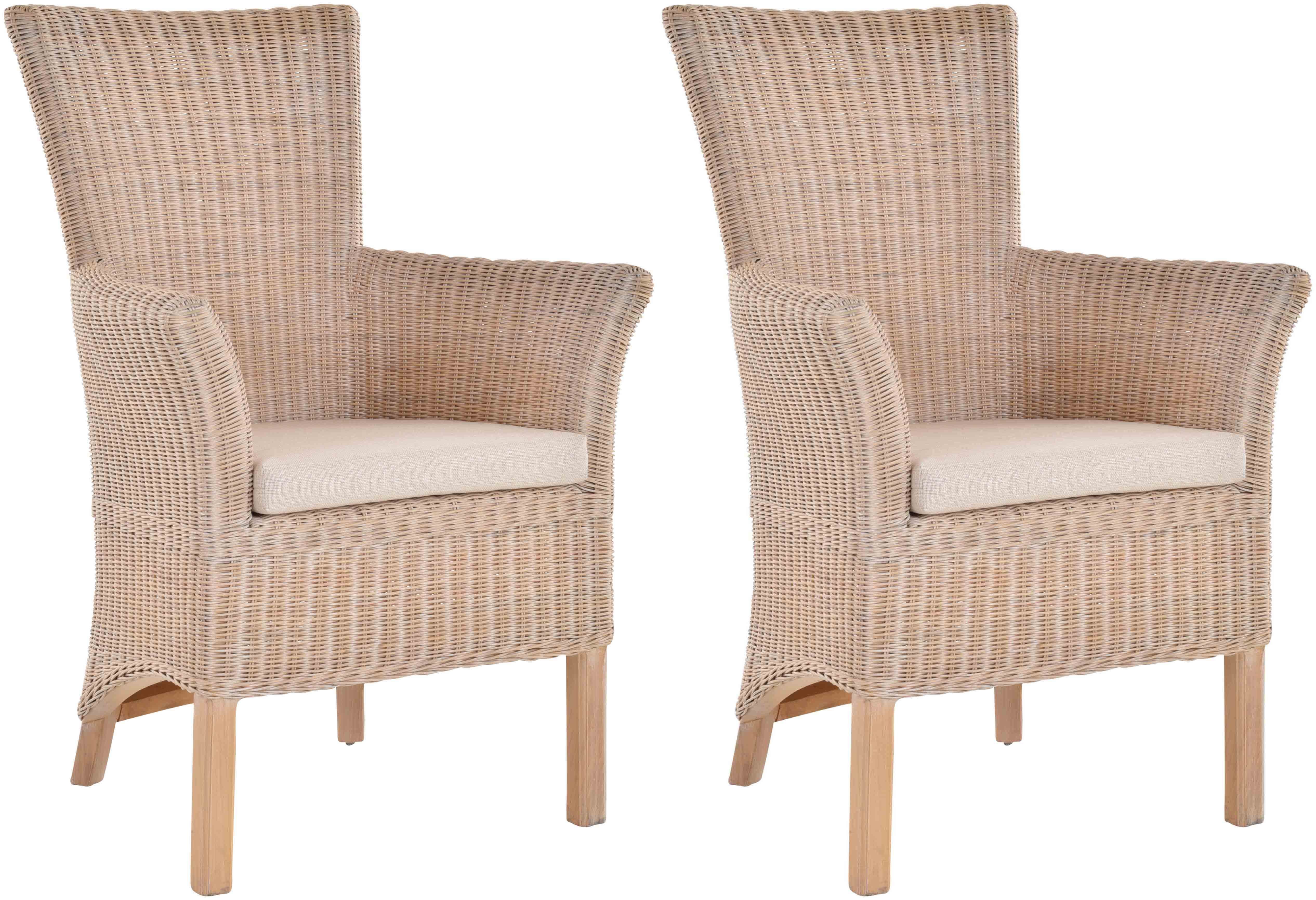 Krines Home Esszimmerstuhl Set/2 Rattan Stühle Esszimmerstuhl Rattanstuhl mit Armlehne (2er-Set, 2 St), Esszimmer, auf Holzrahmen geflochten