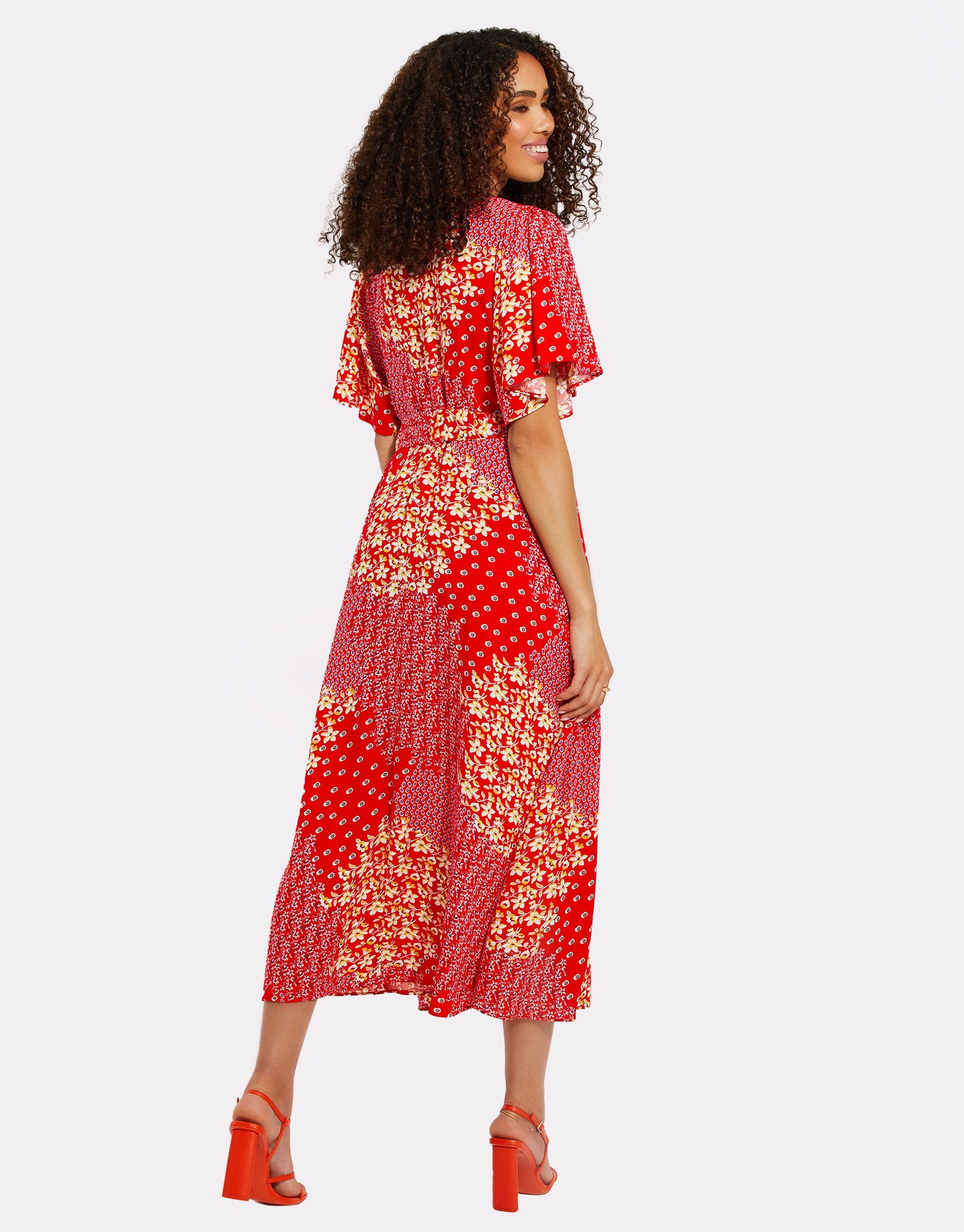 Sommerkleid Button Rot Pastill THB Threadbare / Fruit Weiß Dress Midi