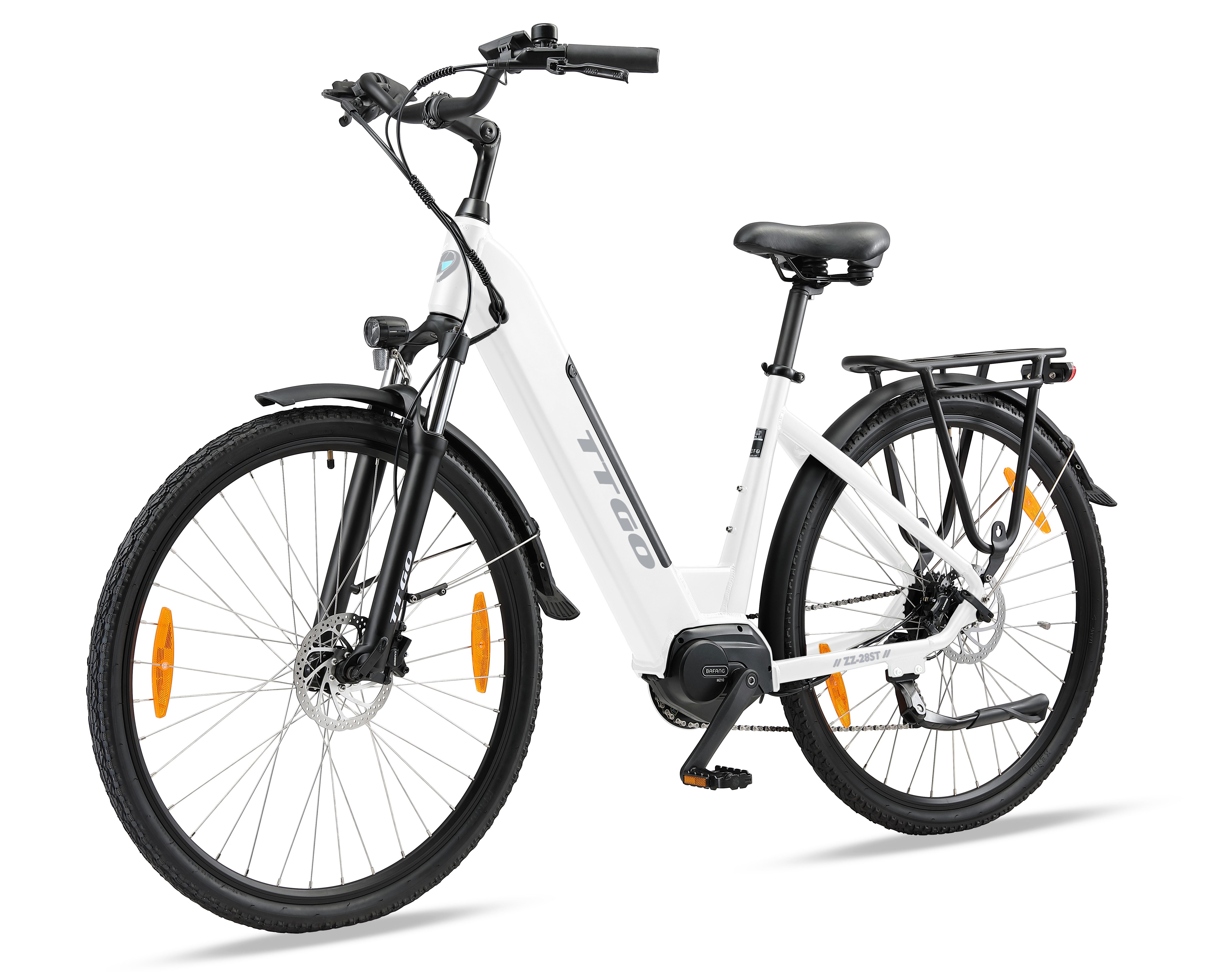 Vankel E-Bike ZZ-28ST 28’’ E-Cityrad Alu-Tiefrahmen mit Mittelmotor und Gepäckträger, 9 Gang Shimano, Mittelmotor, 720 Wh, Shimano 9 Gang Schaltung, Scheibenbremsen, E-Bike für Damen und Herren