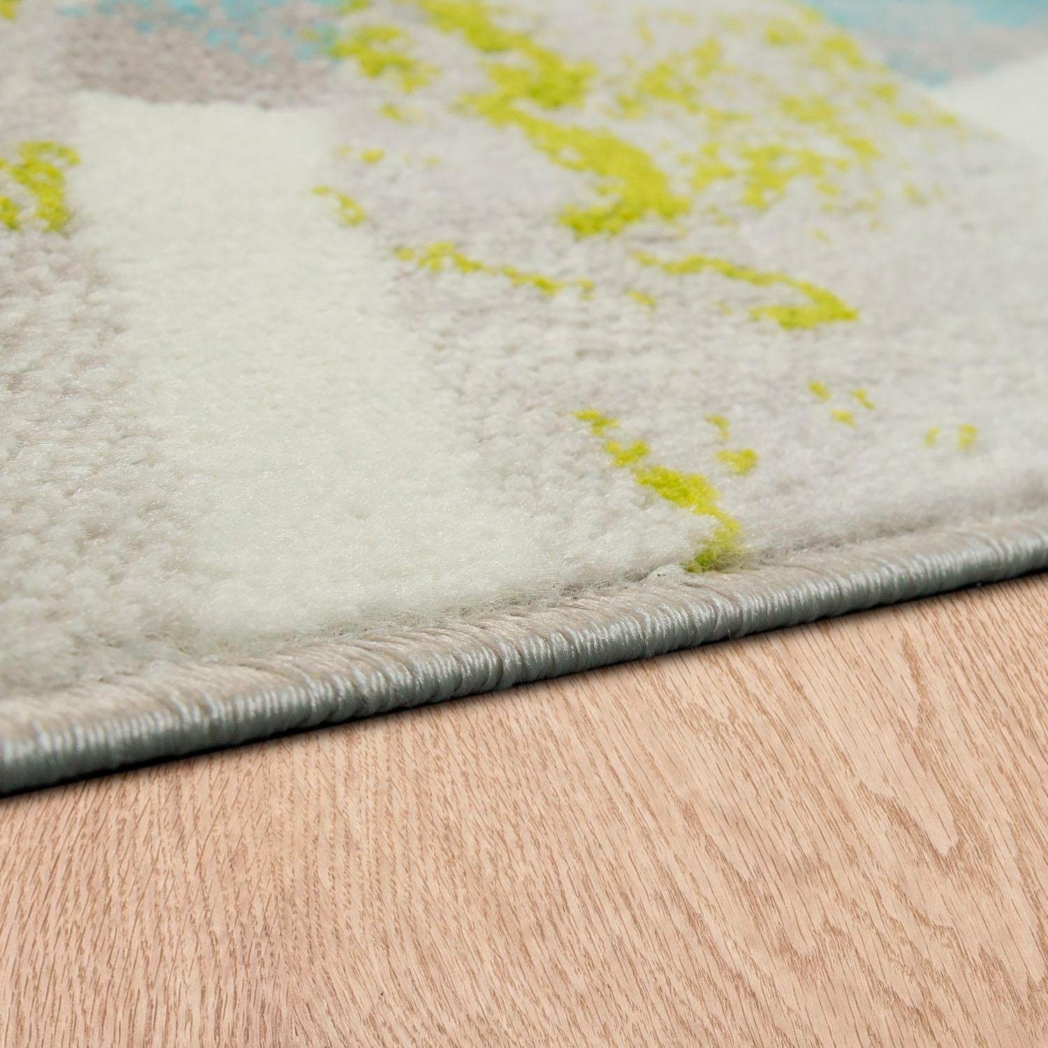 Paco Home Teppich Metro 162, rechteckig, Höhe: 12 mm, Kurzflor, Motiv Blätter, ideal im Wohnzimmer & Schlafzimmer
