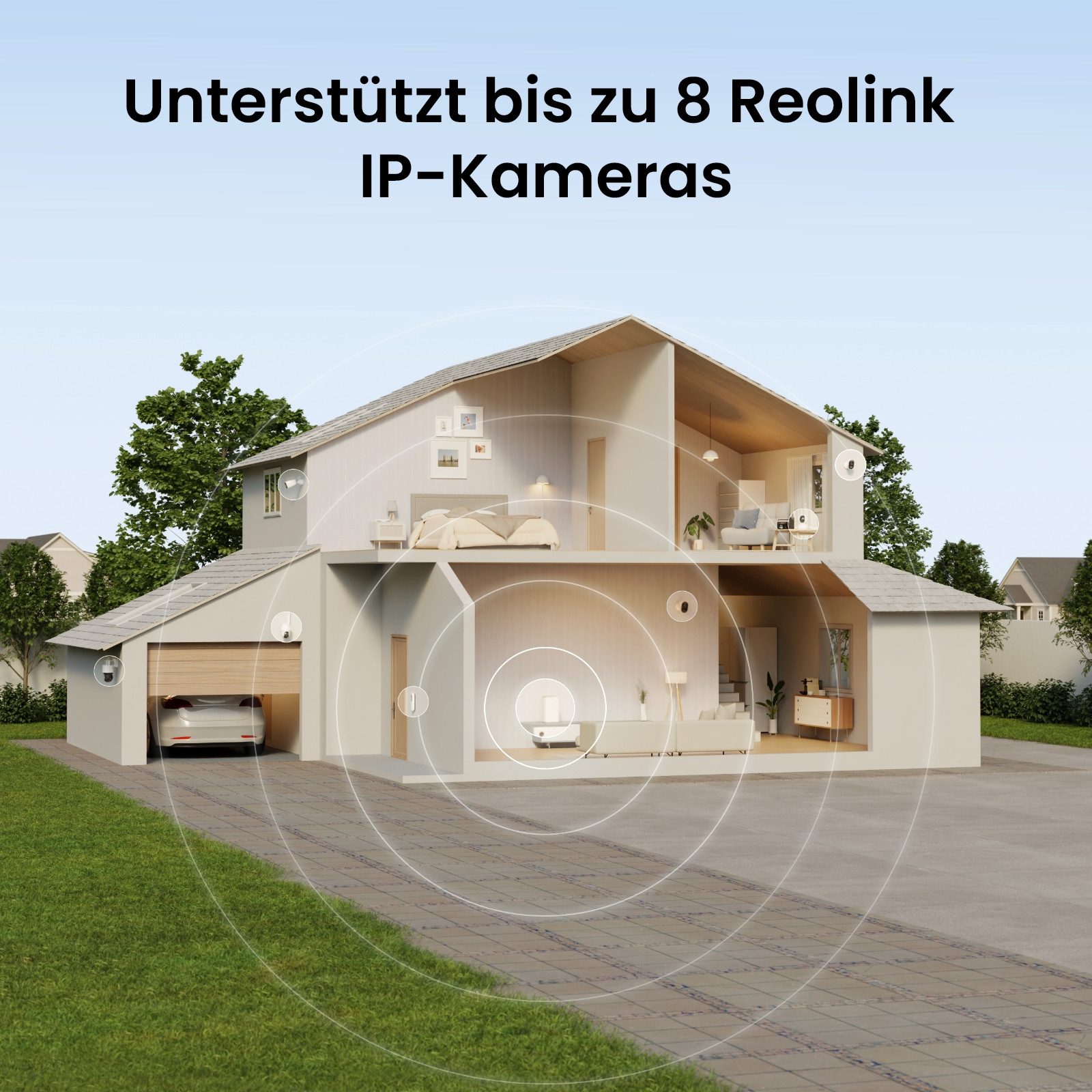 Reolink Überwachungskamera Zubehör Kabelloses Sicherheitssystem (Innenbereich, 1-tlg., Keine monatliche Gebühr,64G SD-Karte inkl.,Unterstützt Reolink Kameras)