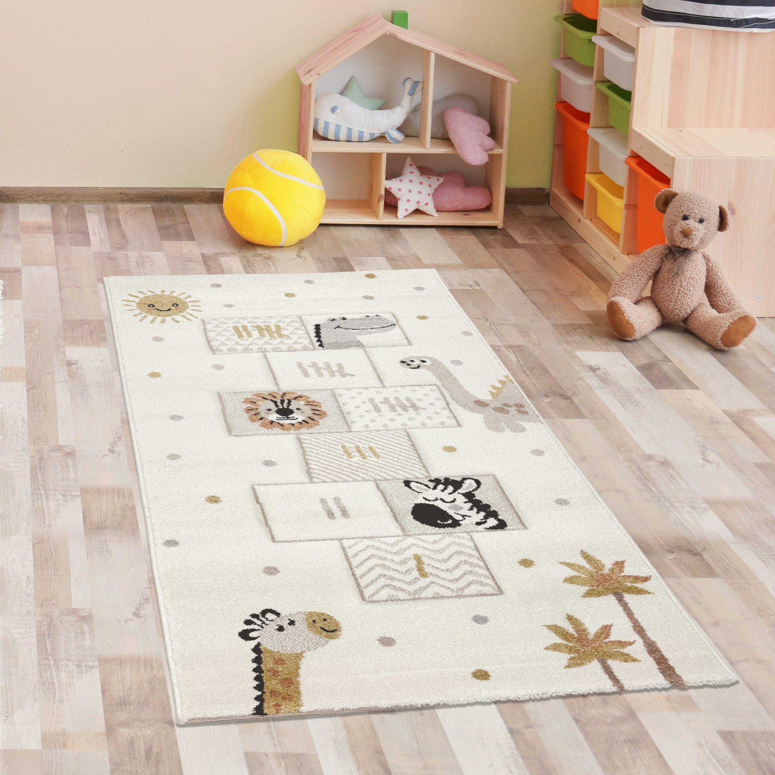 Carpetia Kinderteppich Kinderteppich mit Hüpfspiel Tiermotiven günstig online kaufen