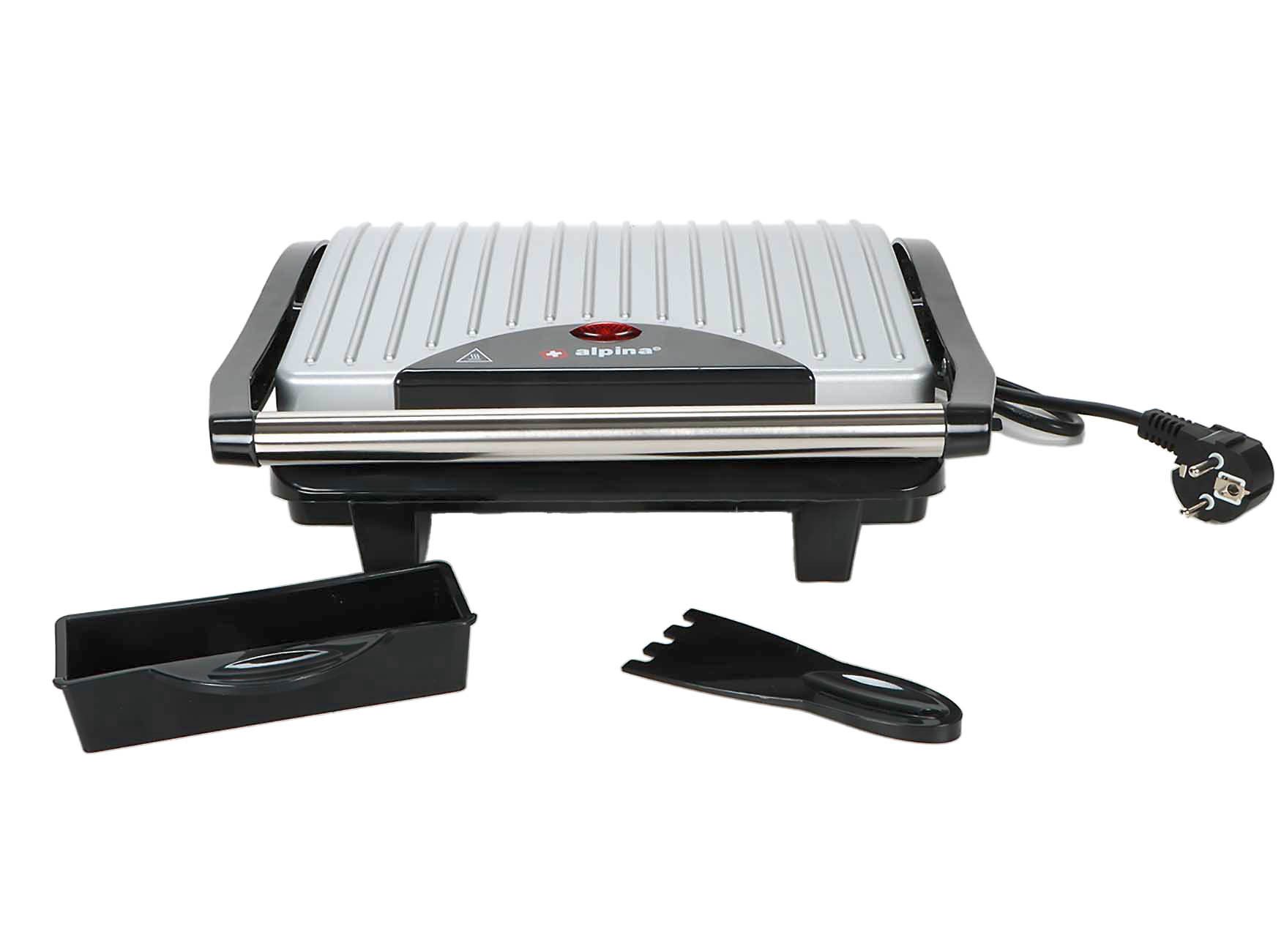 Alpina Kontaktgrill Tischgrill mit 2 Grillplatten, 1000 W, Kontaktgrill elektrisch