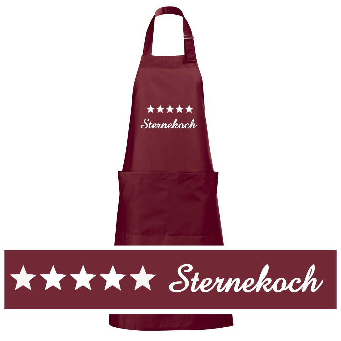 Schnoschi Kochschürze Hochwertige Küchenschürze mit fünf Sternekoch bestick günstig online kaufen