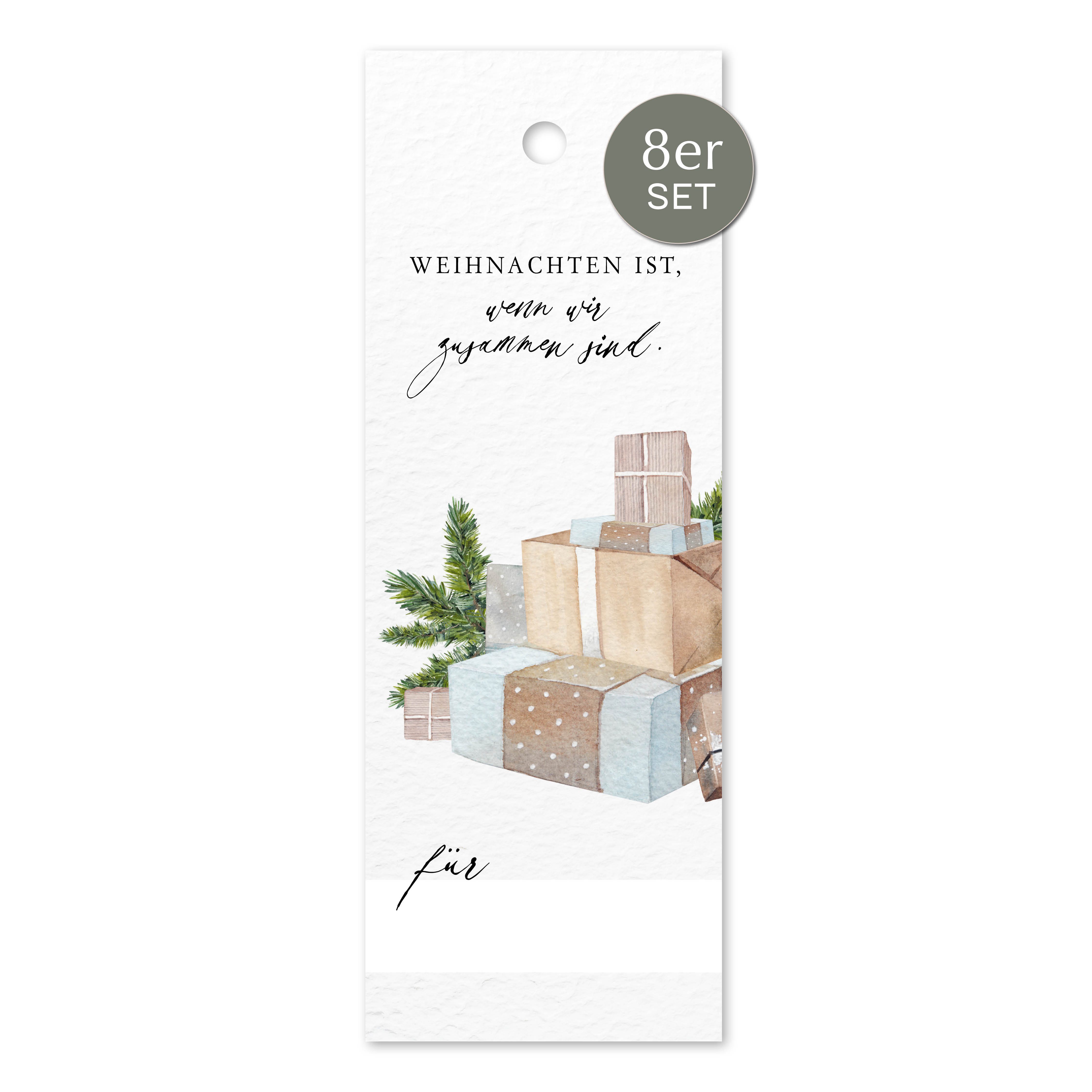 NORDEULE Dekohänger Geschenke "Weihnachten ist, wenn wir zusammen sind" 8 Stück (8 St), Geschenkanhänger ideal für Weihnachtsgeschenke DIYs Adventskalender