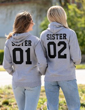 Couples Shop Kapuzenpullover Sister 01 & Sister 02 Beste Freunde Damen Hoodie Pullover (1-tlg) mit modischem Print