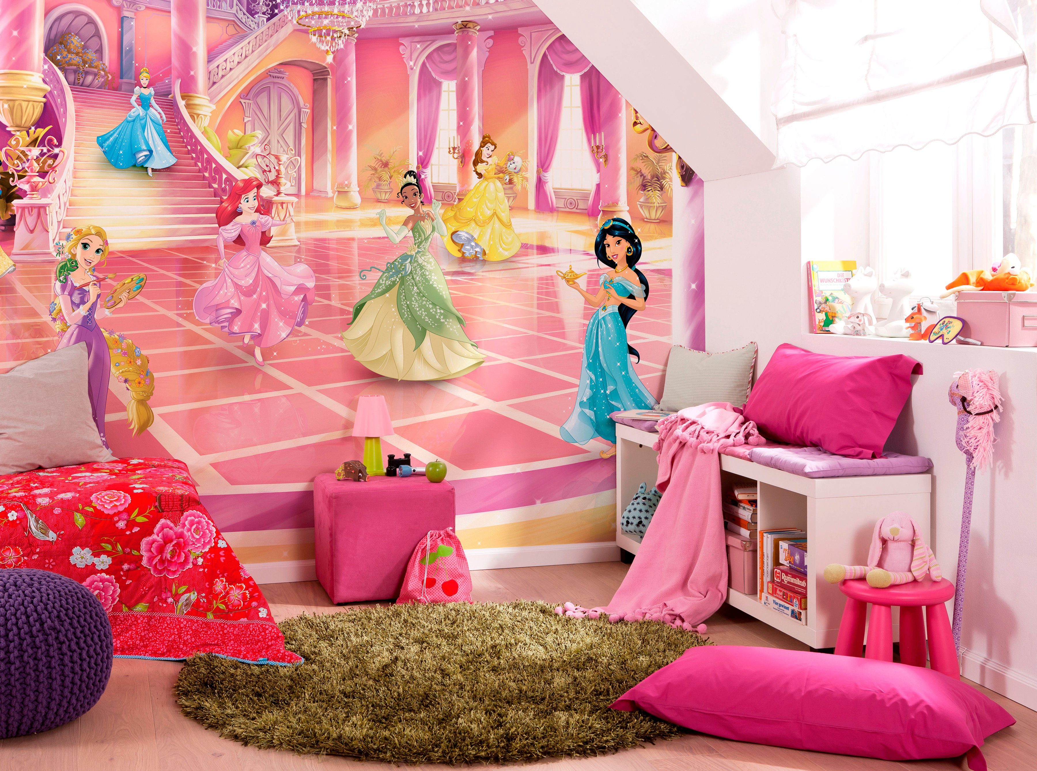 Komar Fototapete Princess Glitzerparty - Größe 368 x 254 cm, glatt, bedruckt, Kinderzimmer