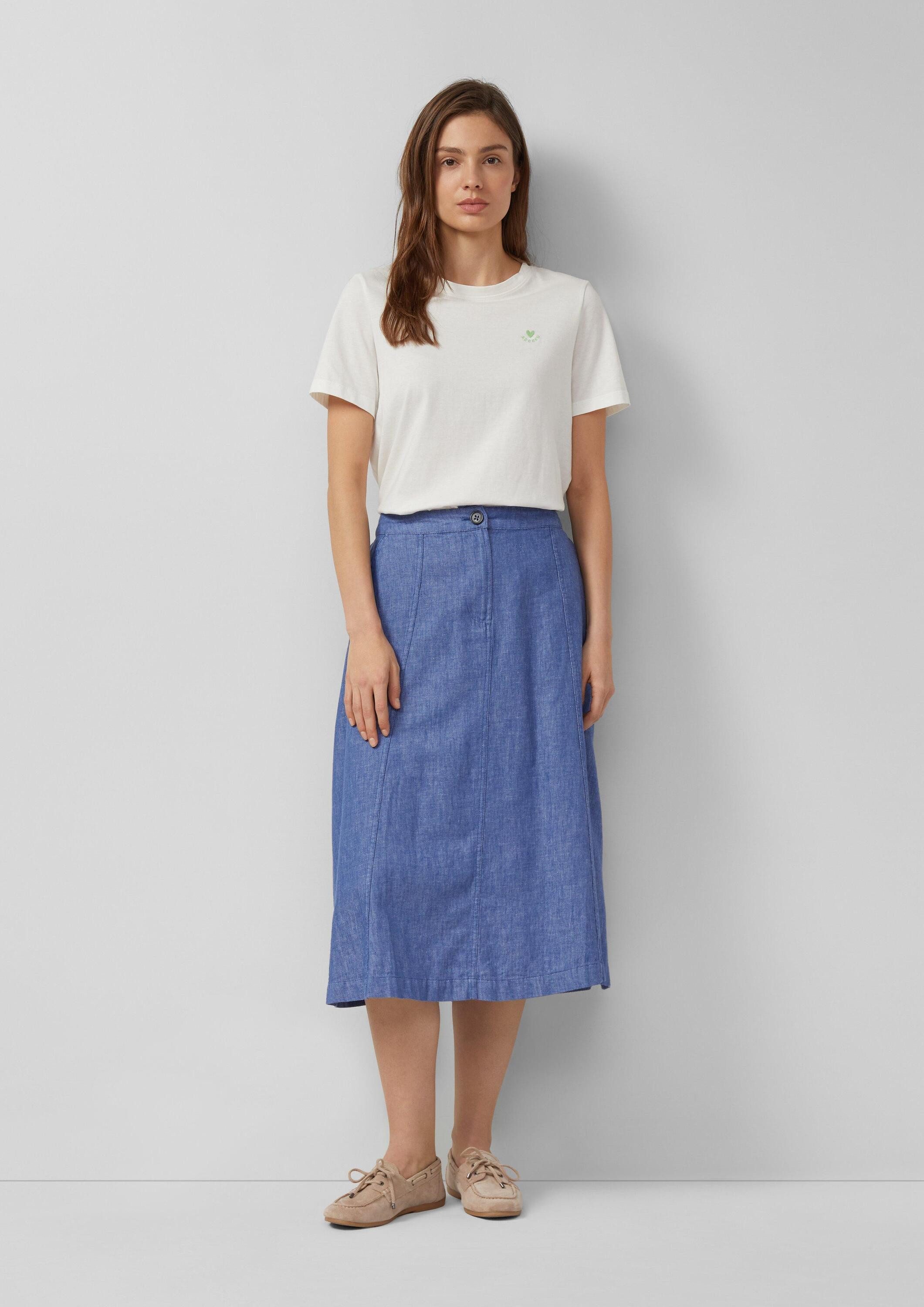 s.Oliver Midirock Rock A-Linien-Rock aus Leinenmix mit Elastikbund