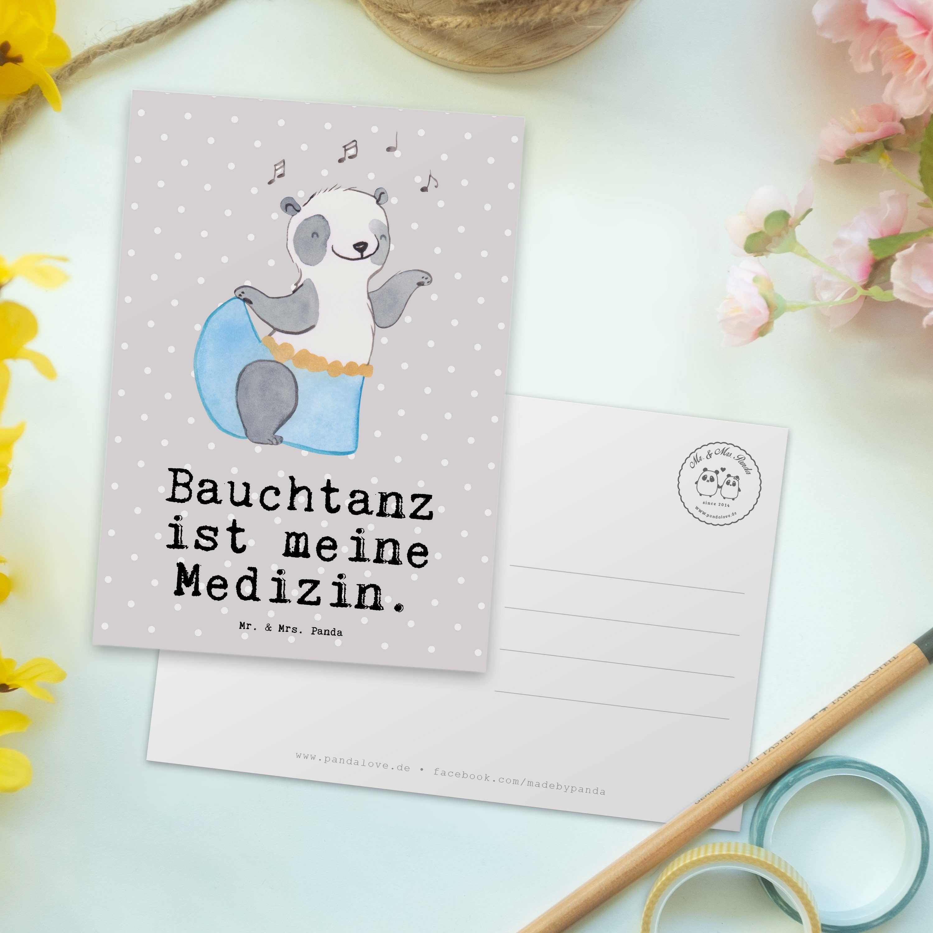 Pastell Panda Auszeichnung, - Medizin Bauchtanz Mrs. Panda - & Postkarte Geschenk, Grau Mr. Ansi