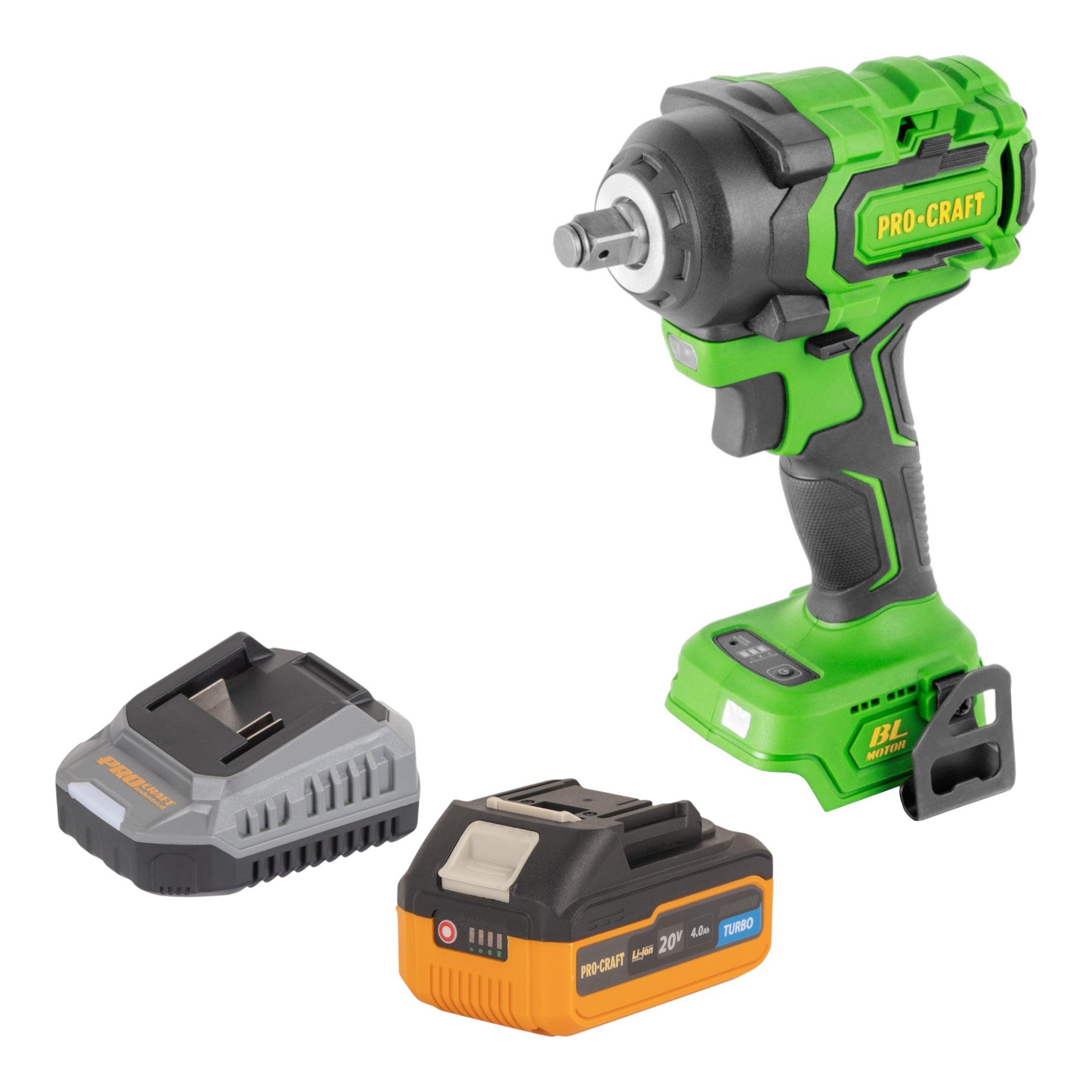 PRO CRAFT Akku-Schlagschrauber PWA18bb 20 V 550 Nm 1/2" Brushless + 1x Akku 4,0 Ah + Ladegerät