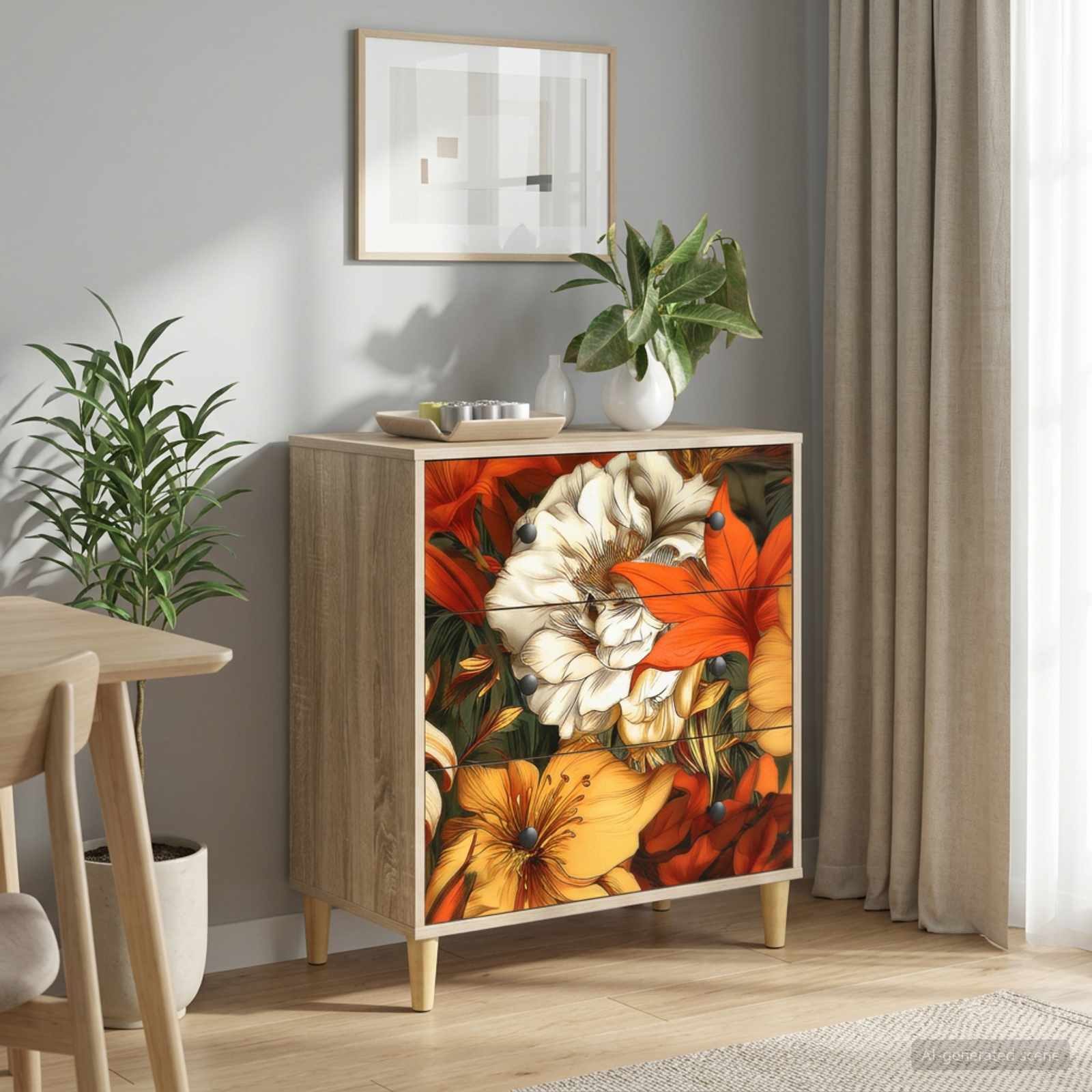 vidaXL Kommode 66 x 36,5 x 75 cm Kommode Schubladenschrank Sideboard GENNEP Lilienmus