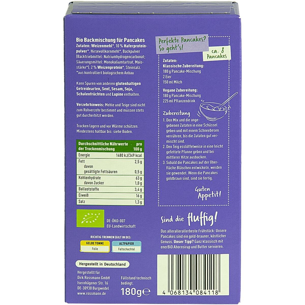 enerBIO Backmischung Protein Pancake, 180 g