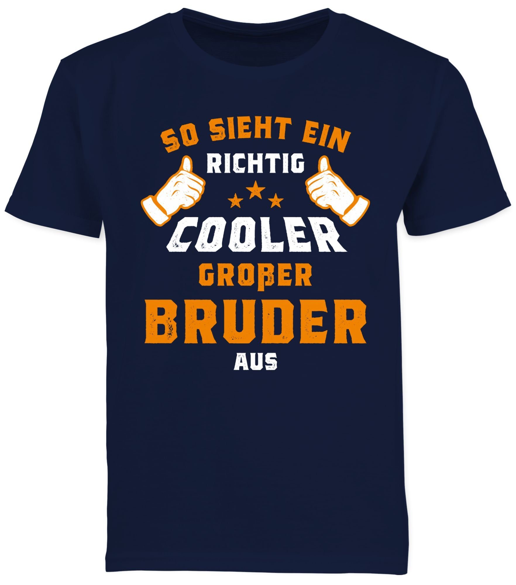 Shirtracer T-Shirt So sieht ein richtig cooler großer Bruder aus Orange (1-tlg) Großer Bruder – Bild 2 von 5