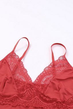 Organza Lingerie Negligé (2-tlg) Plus Size blickdicht in rot. Eleganter, sexy Look. sexy Dessous große Größen