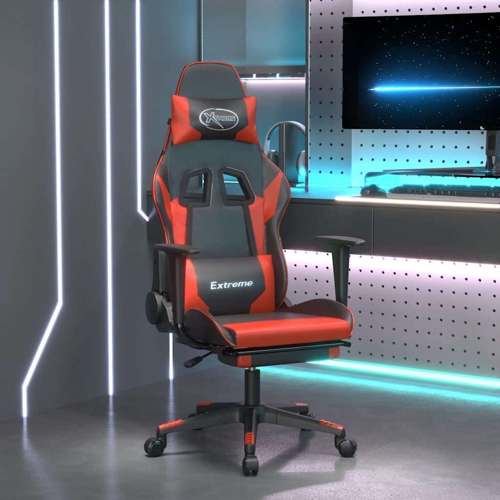 Gaming-Stuhl Kunstleder Schwarz Rot 67x58x(118-128) cm