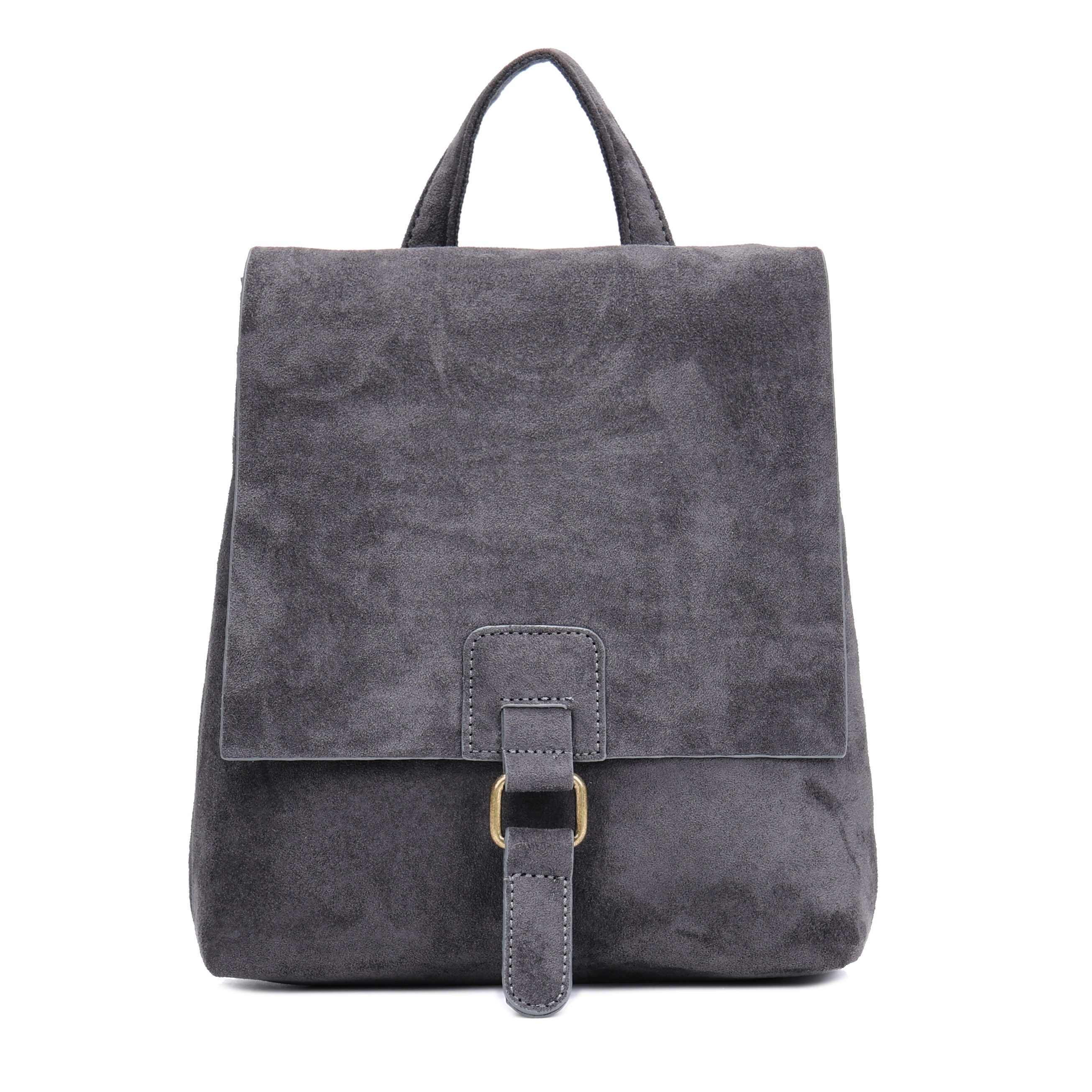 MIRROSI Tagesrucksack Damen auch als Crossbody Bag 2 in 1, Wildleder-Optik (ca. 24 x 7 x 27 cm), Cityrucksack, Daypack, Tragegriff & verstellbaren Riemen