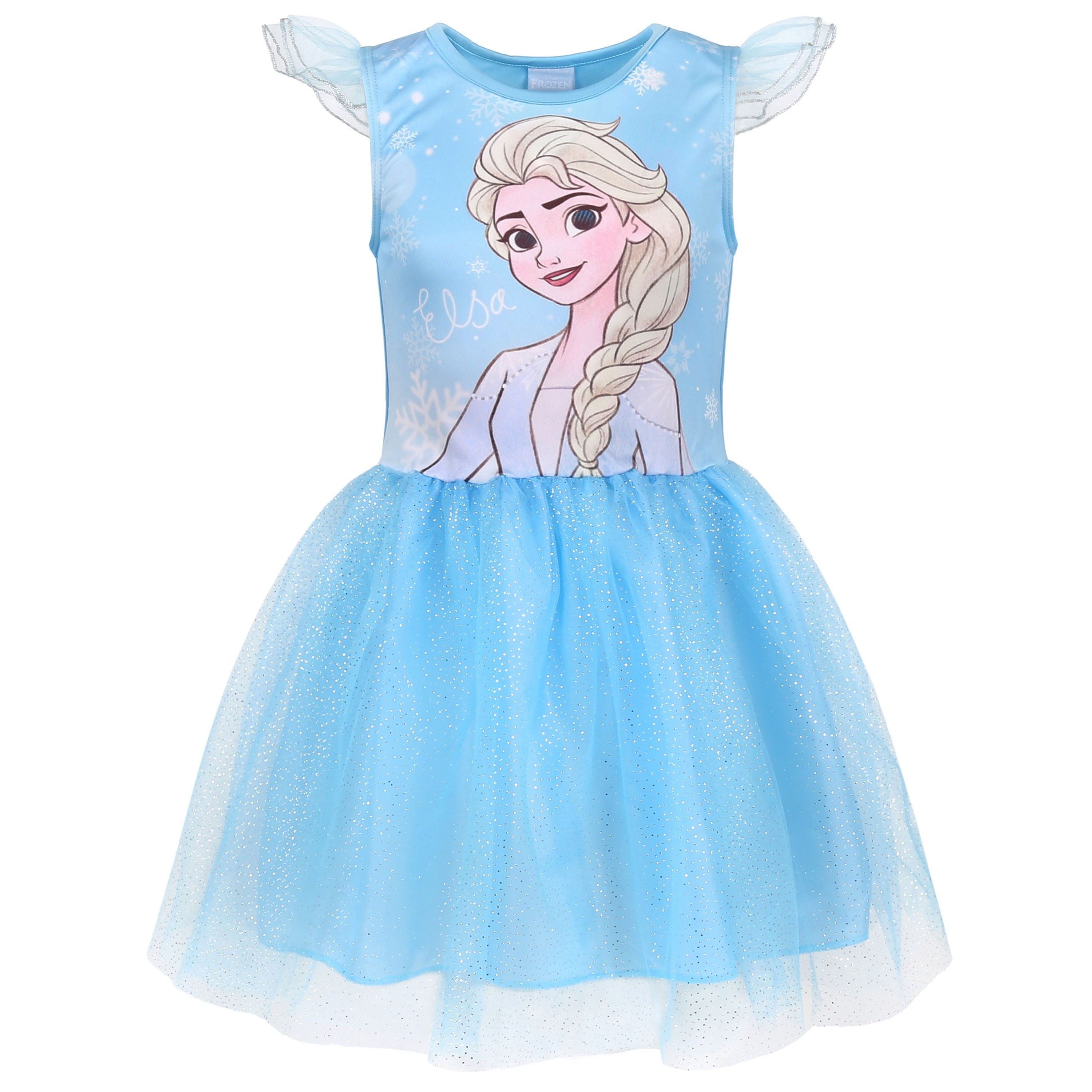 Frozen Tüllkleid Frozen Elsa Kleid mit Tüll und kurzen Ärmeln für Mädchen