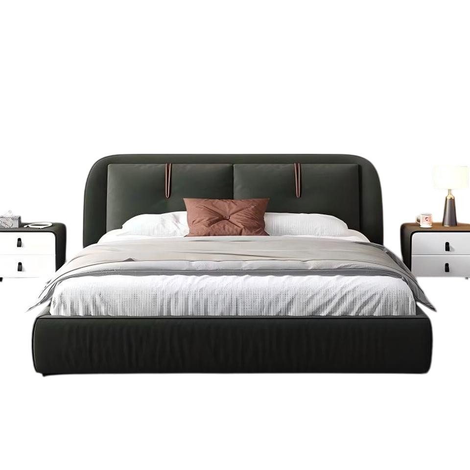 JVmoebel Polsterbett Designer Lederbett Dunkelgrün mit gepolsterter Oberfläche, Made in Europe