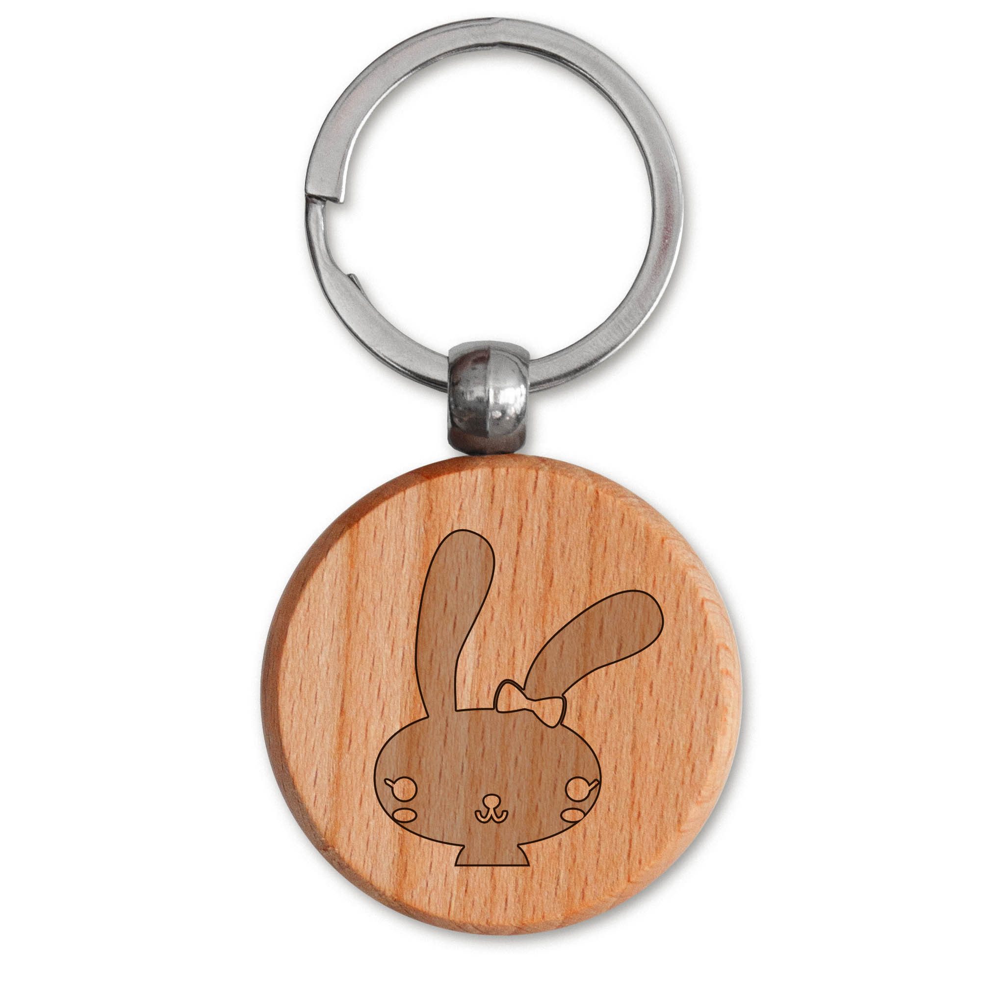 banjado Schlüsselanhänger mit Gravur aus unbehandeltem Holz - Motiv "Hase" mit Schlüsselring (1-tlg)