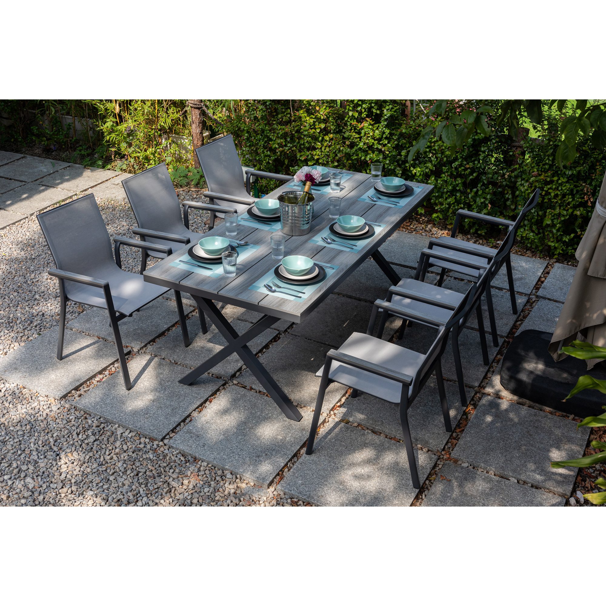 MANDALIKA Garden Gartenlounge-Set 7 tlg. Essgruppe günstig online kaufen