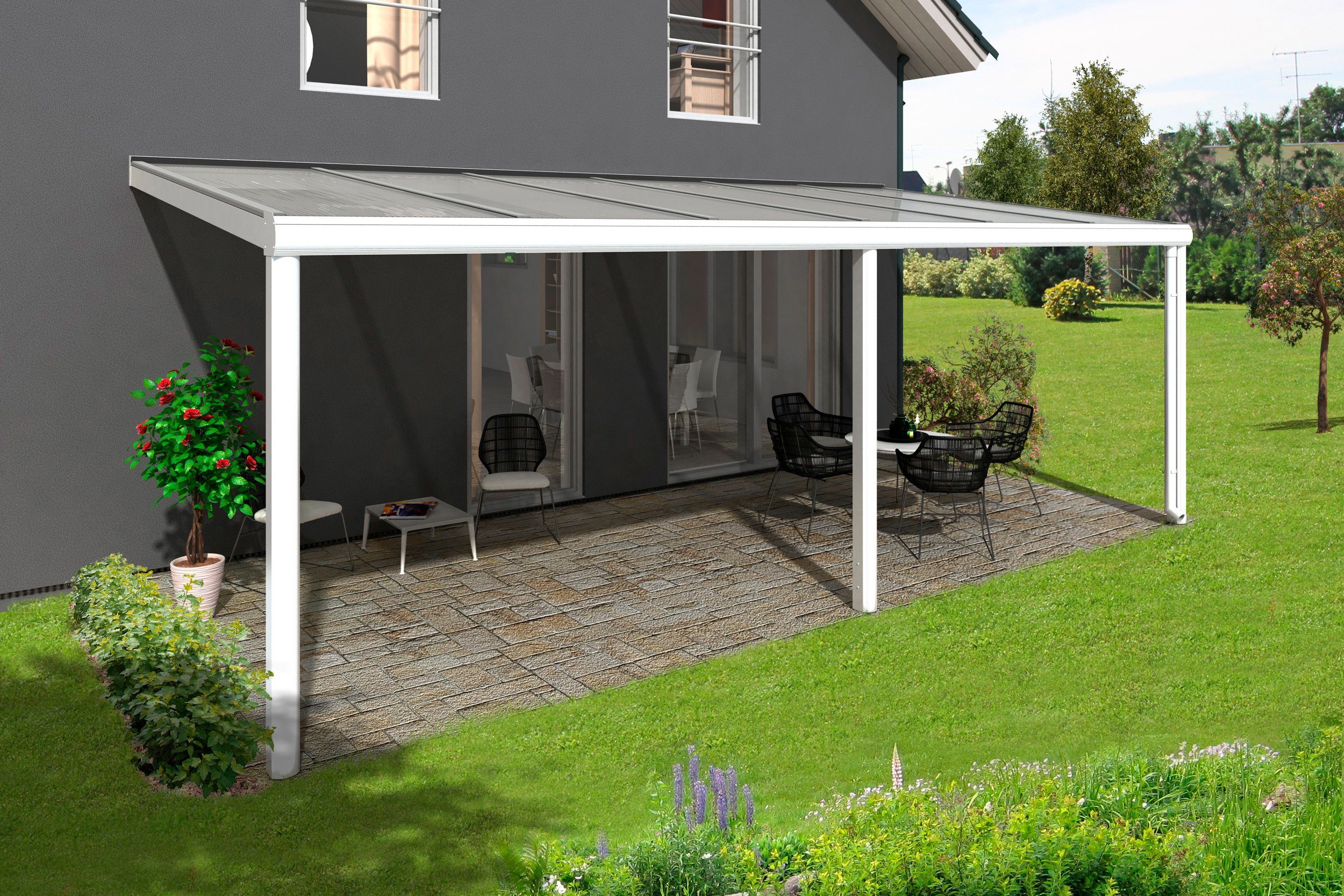 Skanholz Terrassendach Garda, Bedachung Doppelstegplatten, BxT: 648x307