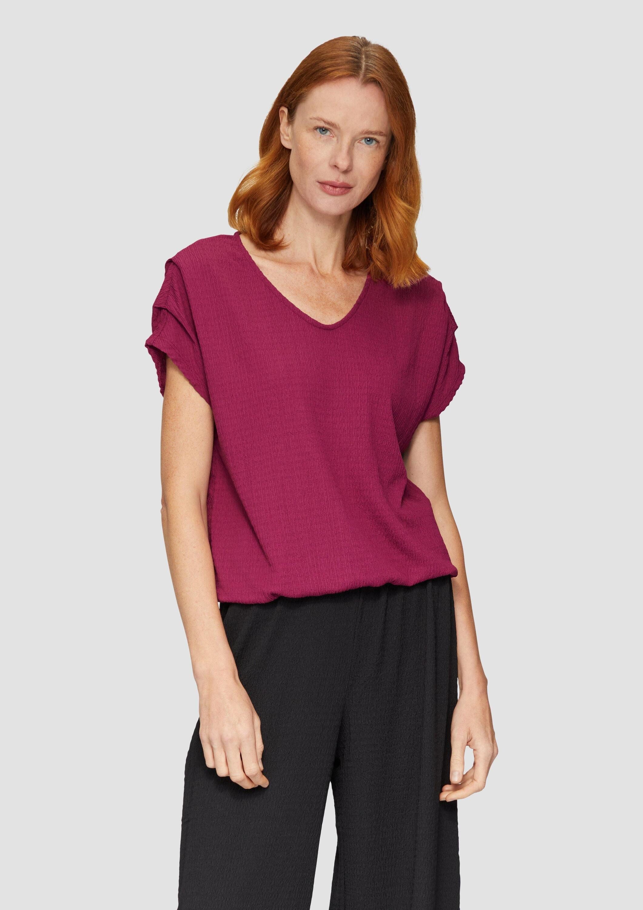 s.Oliver Kurzarmshirt T-Shirt Crinkle-Shirt mit Falten-Detail günstig online kaufen