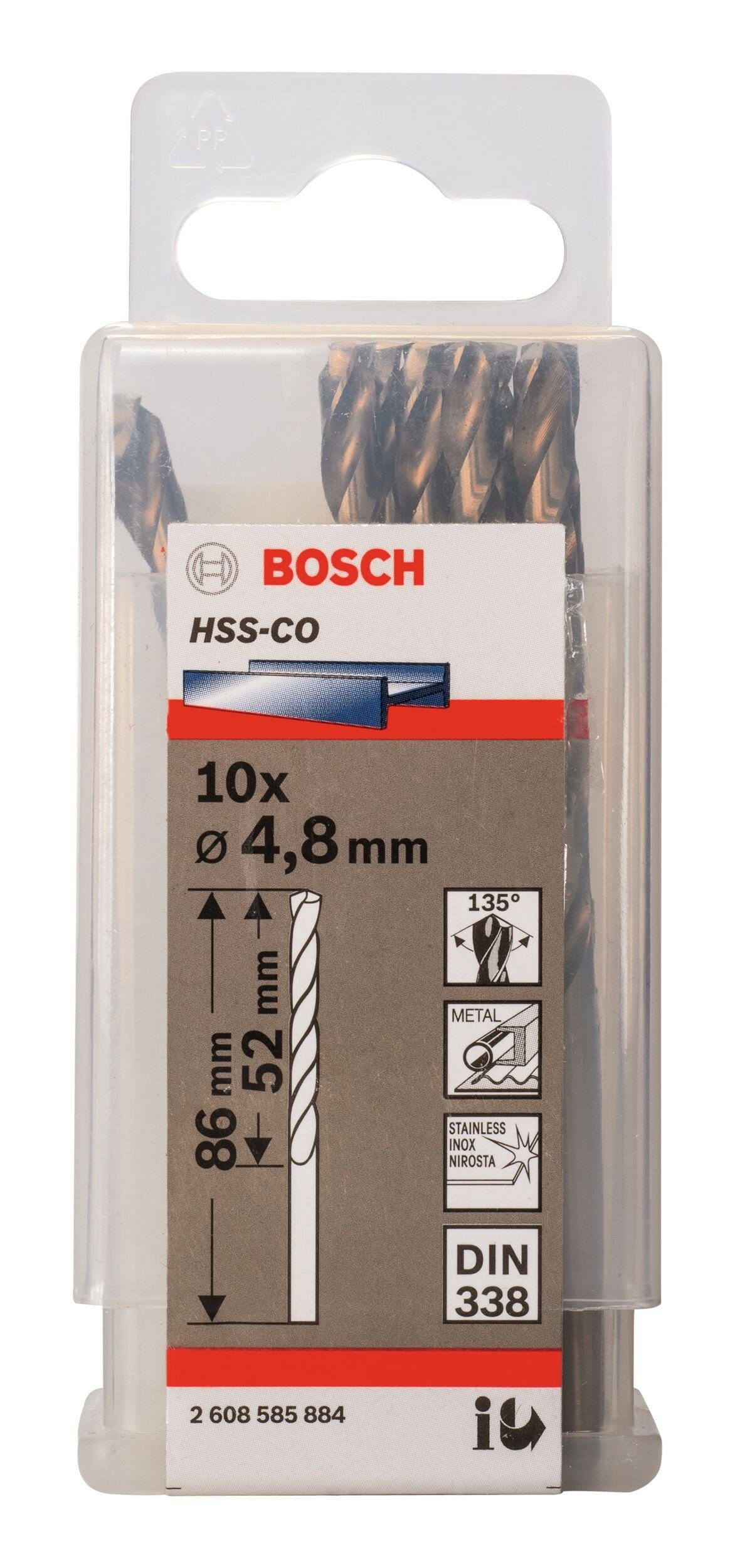 - Stück), BOSCH (DIN x 338) HSS-Co - mm Metallbohrer, 4,8 x 10er-Pack (10 86 52
