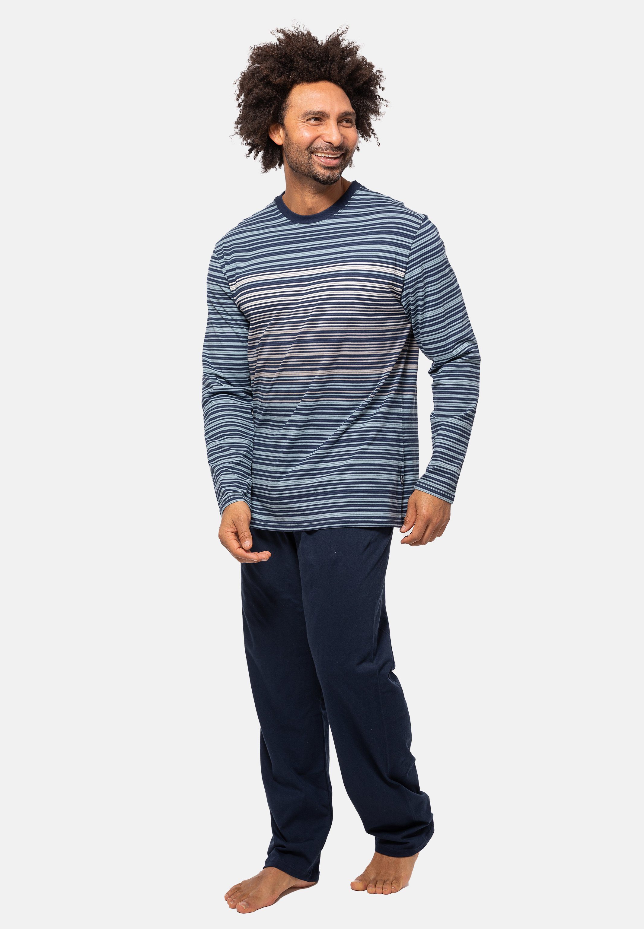 (1-tlg) Pyjamaoberteil - Cotton Schlafanzug-Oberteil - & Baumwolle langem Oberteil Mix Schlafanzug mit Organic Arm - Match Ammann