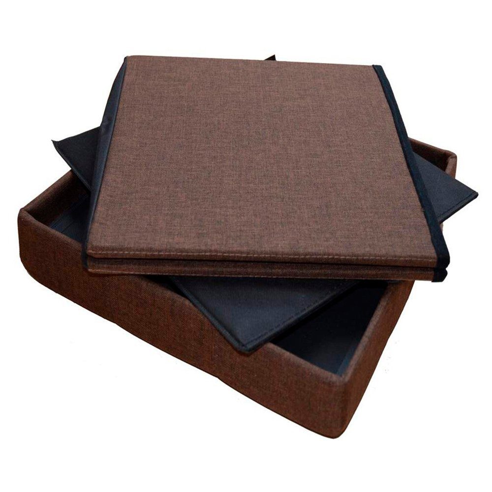 style home Sitzhocker mit Stauraum faltbare Sitzwürfel (Sitztruhe aus Leinen, 38 * 38 * 38 cm Dark brown), gepolstert Sitzbank Fußhocker für Wohnzimmer Schlafzi – Bild 4 von 5