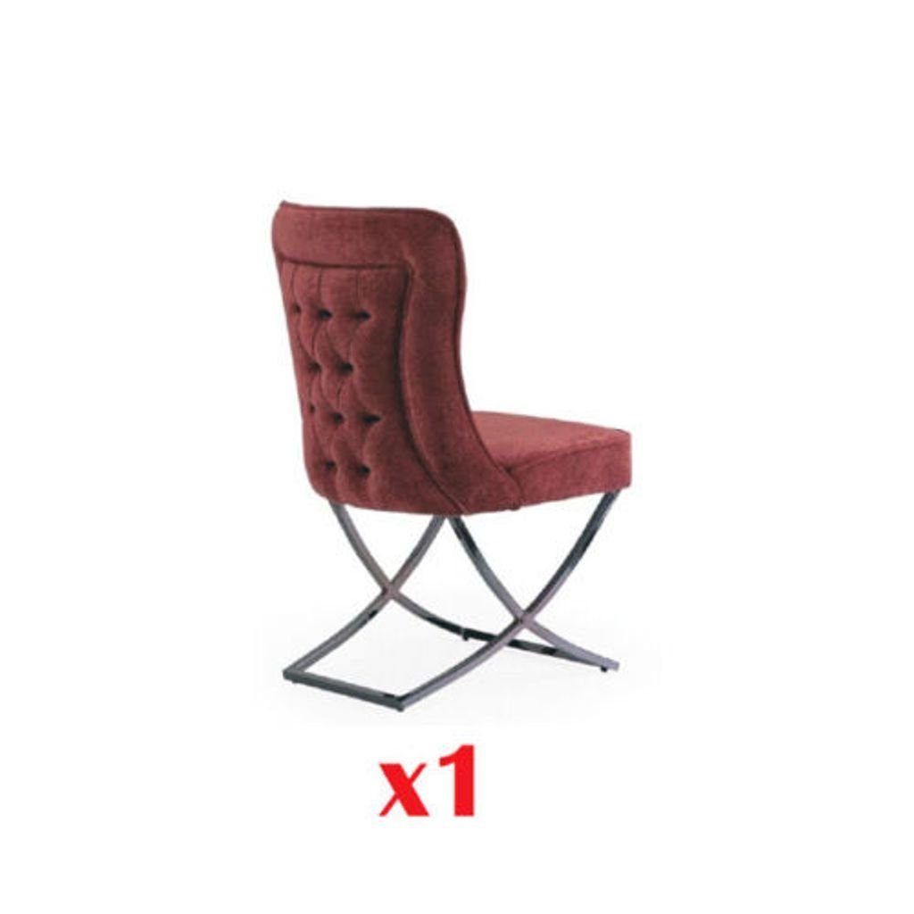Luxus Sessel JVmoebel Wohnzimmer Rot Stühle Esszimmerstuhl, Stuhl Esszimmer Stühle Edelstahl